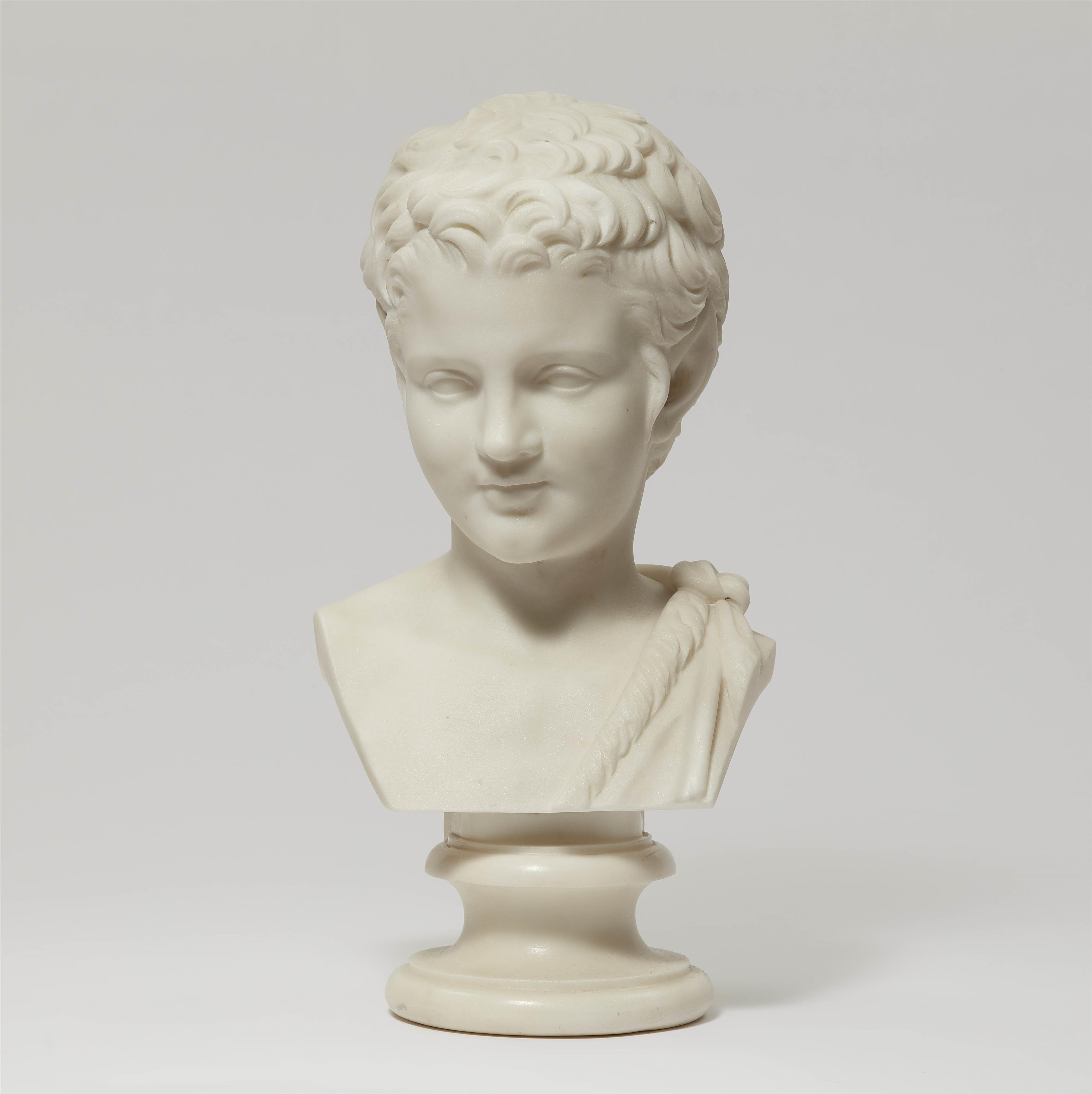 White Carrara marble bust of a young faun - image-1