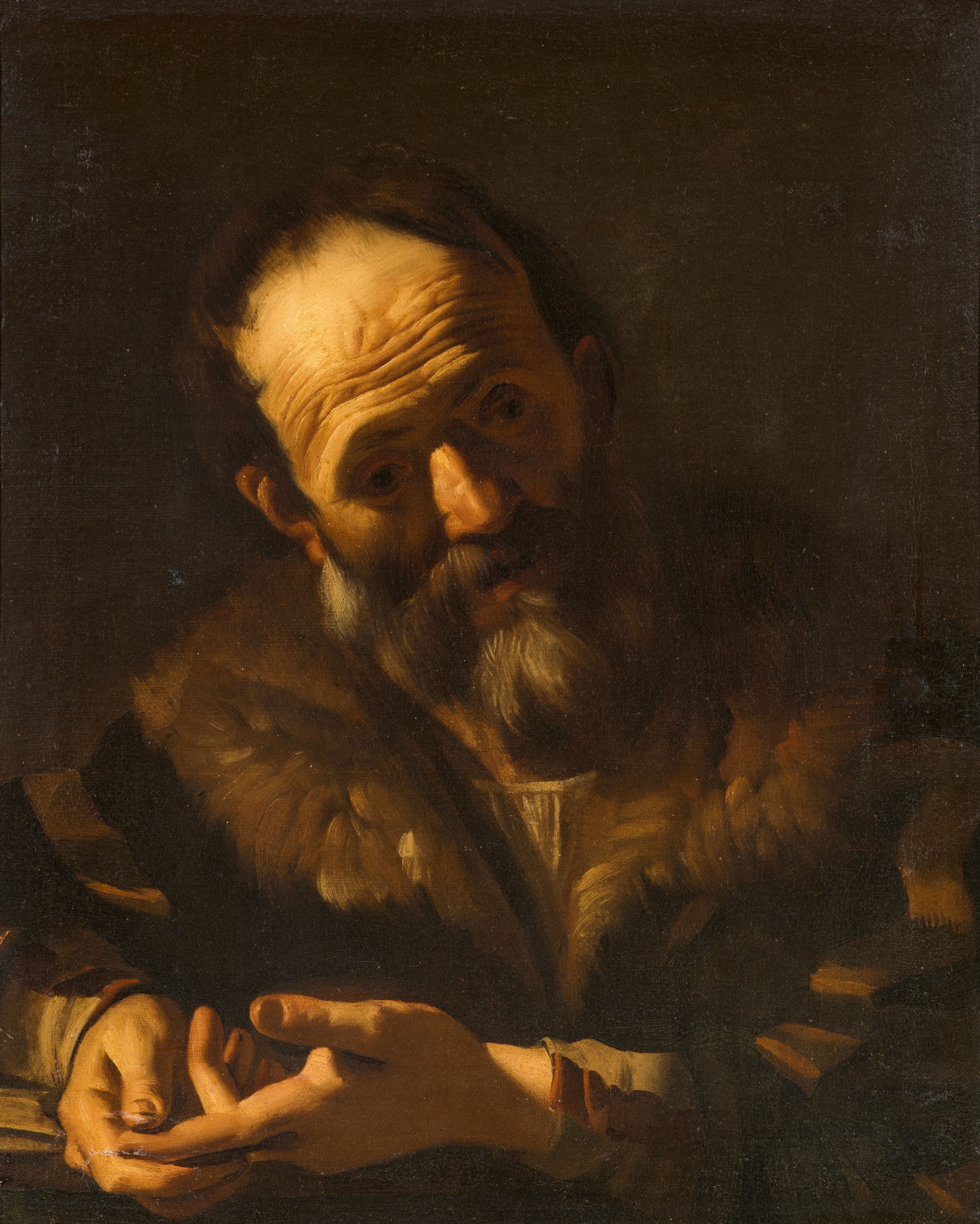 Italian Caravaggesque Painter early 17th century - Portrait of a Philosopher - image-1