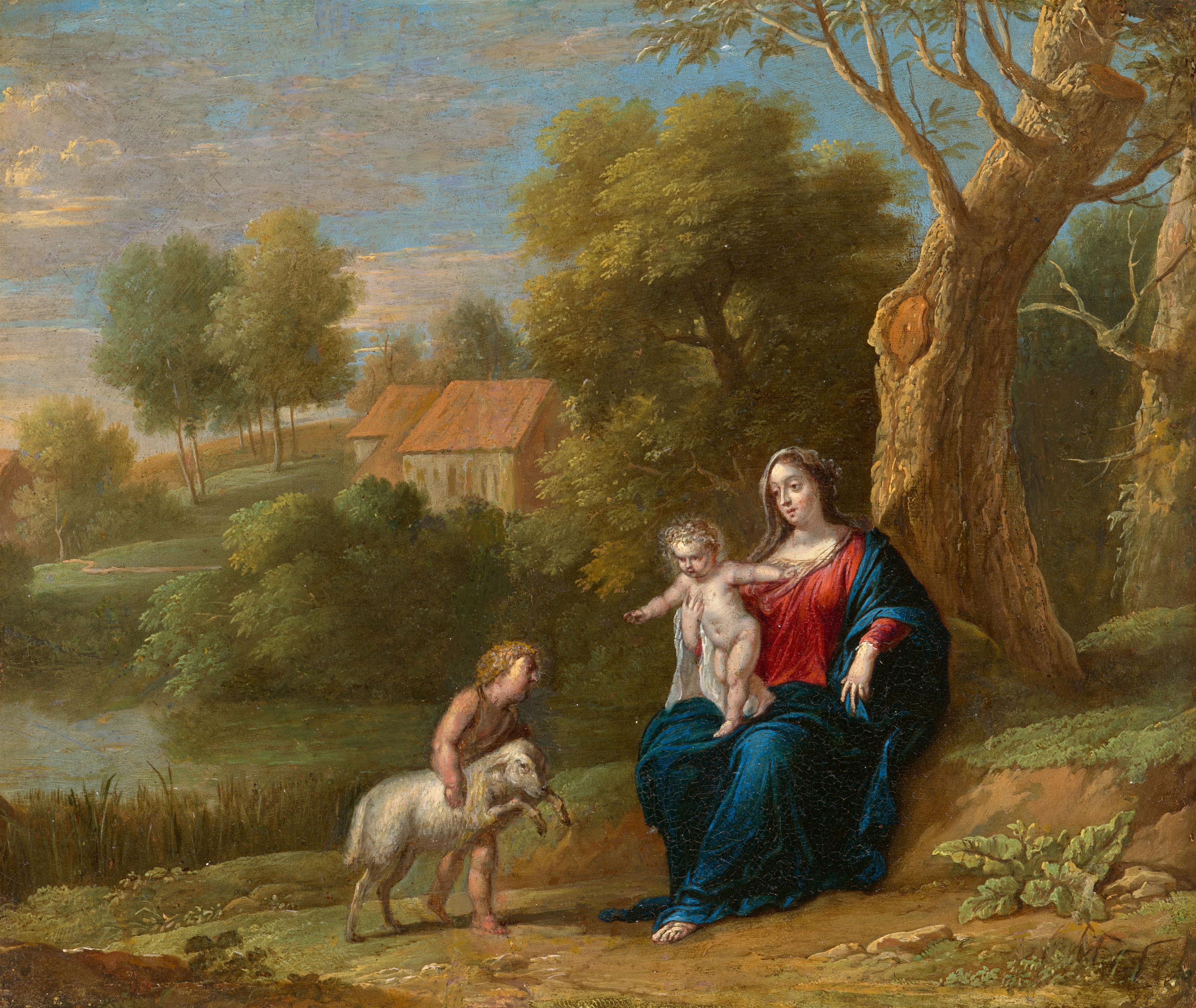 Abraham Willemsen - The Virgin with Jesus, Saint John and the Lamb - image-1