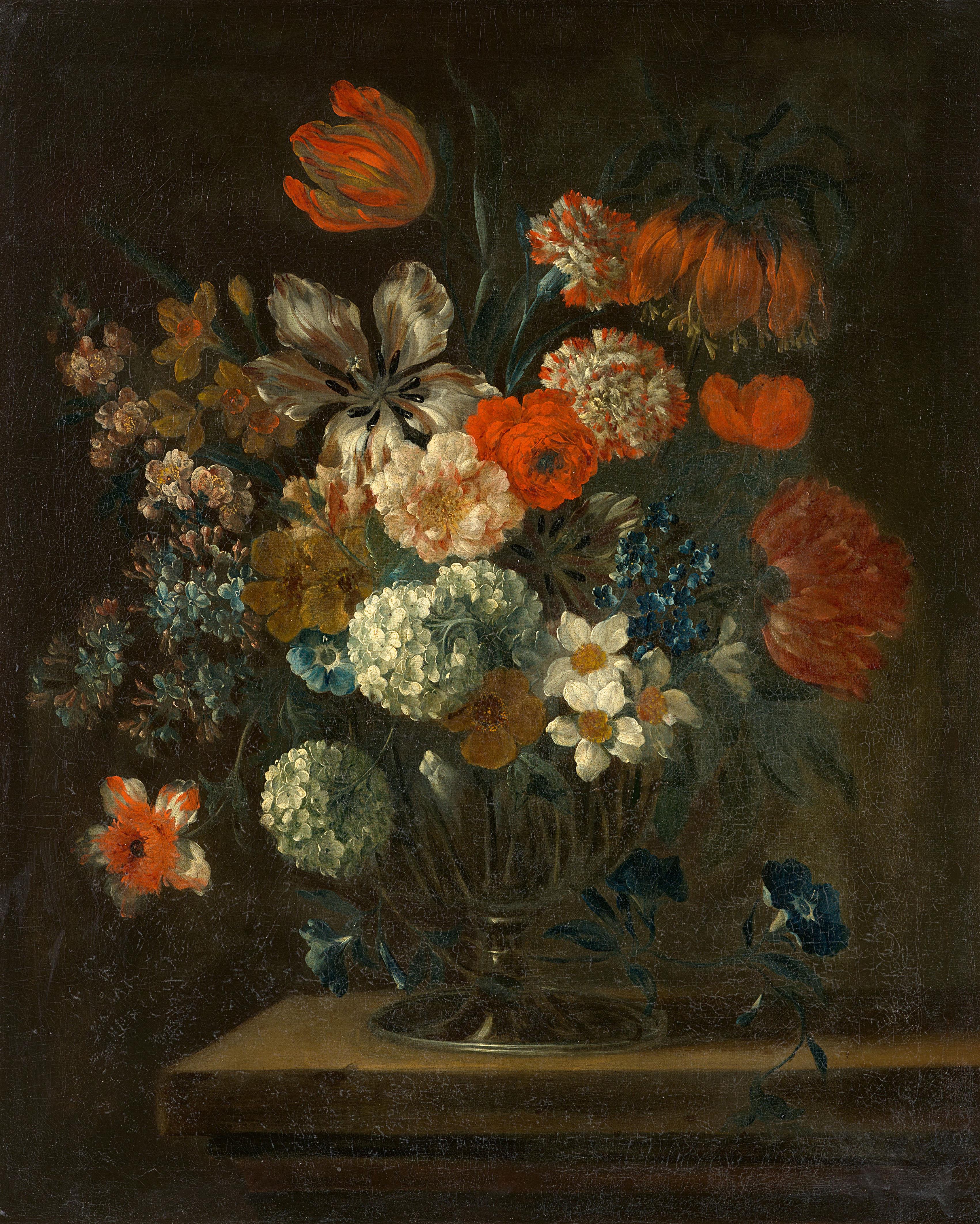 Jean-Baptiste Monnoyer - Blumen in einer Vase auf einem Tisch - image-1