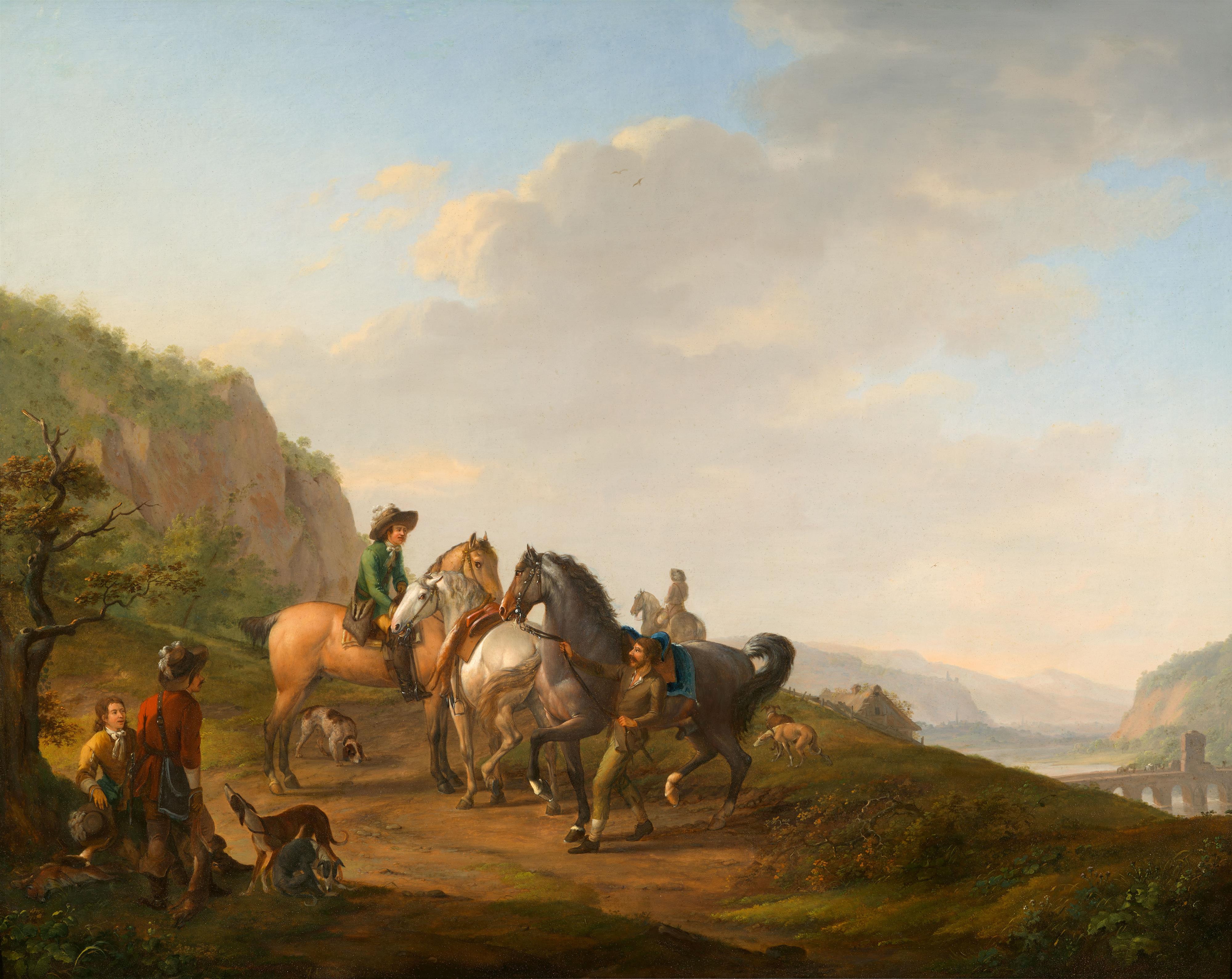 Johann Georg Pforr - Hunting Party in a Panoramic Landscape - image-1