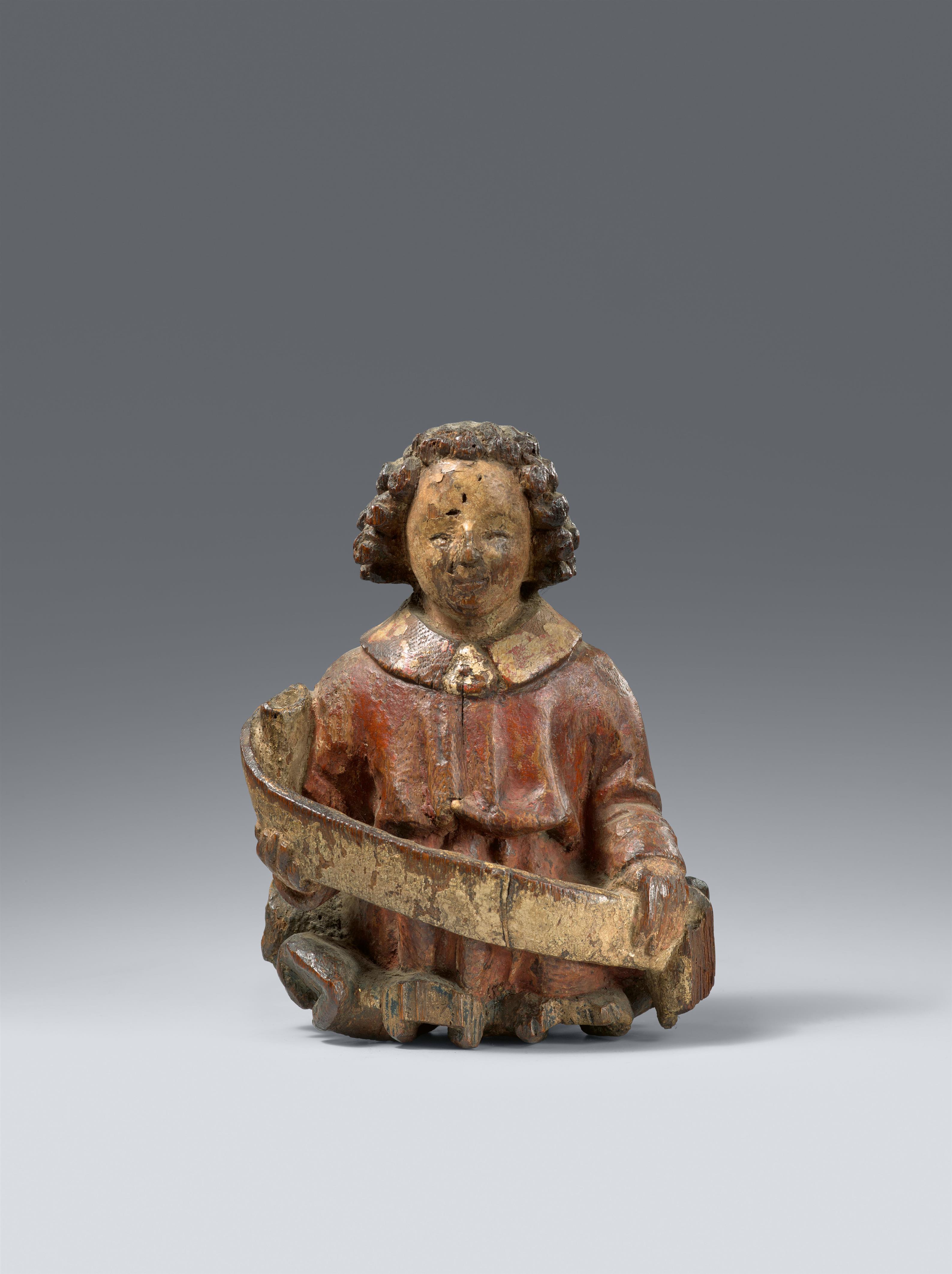 Netherlands second half 15th century - A carved angel with a scroll, Netherlands, 2nd half 15th century - image-1