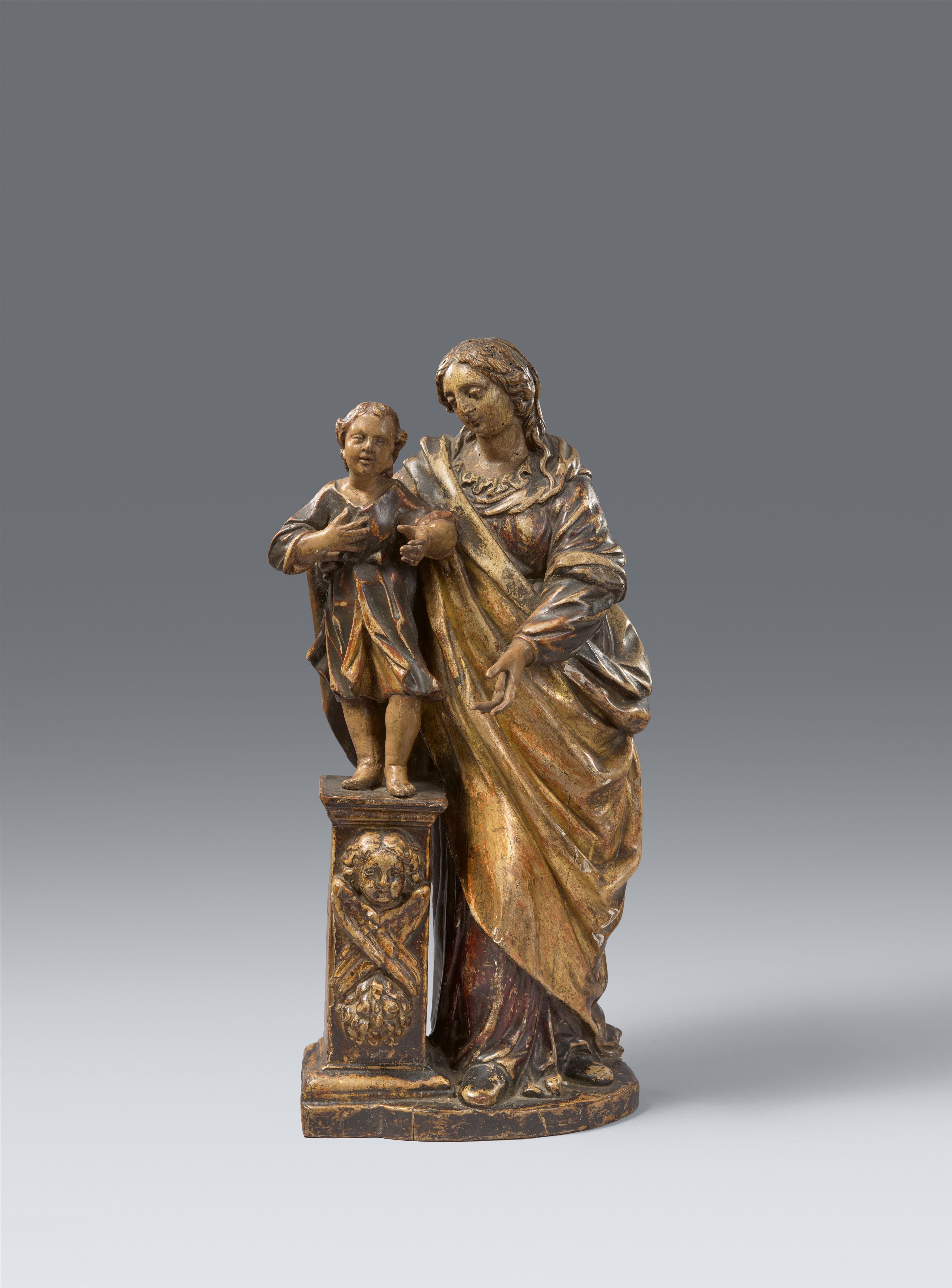 German 18th century - An 18th century German carved wood figure of the Virgin and Child - image-1