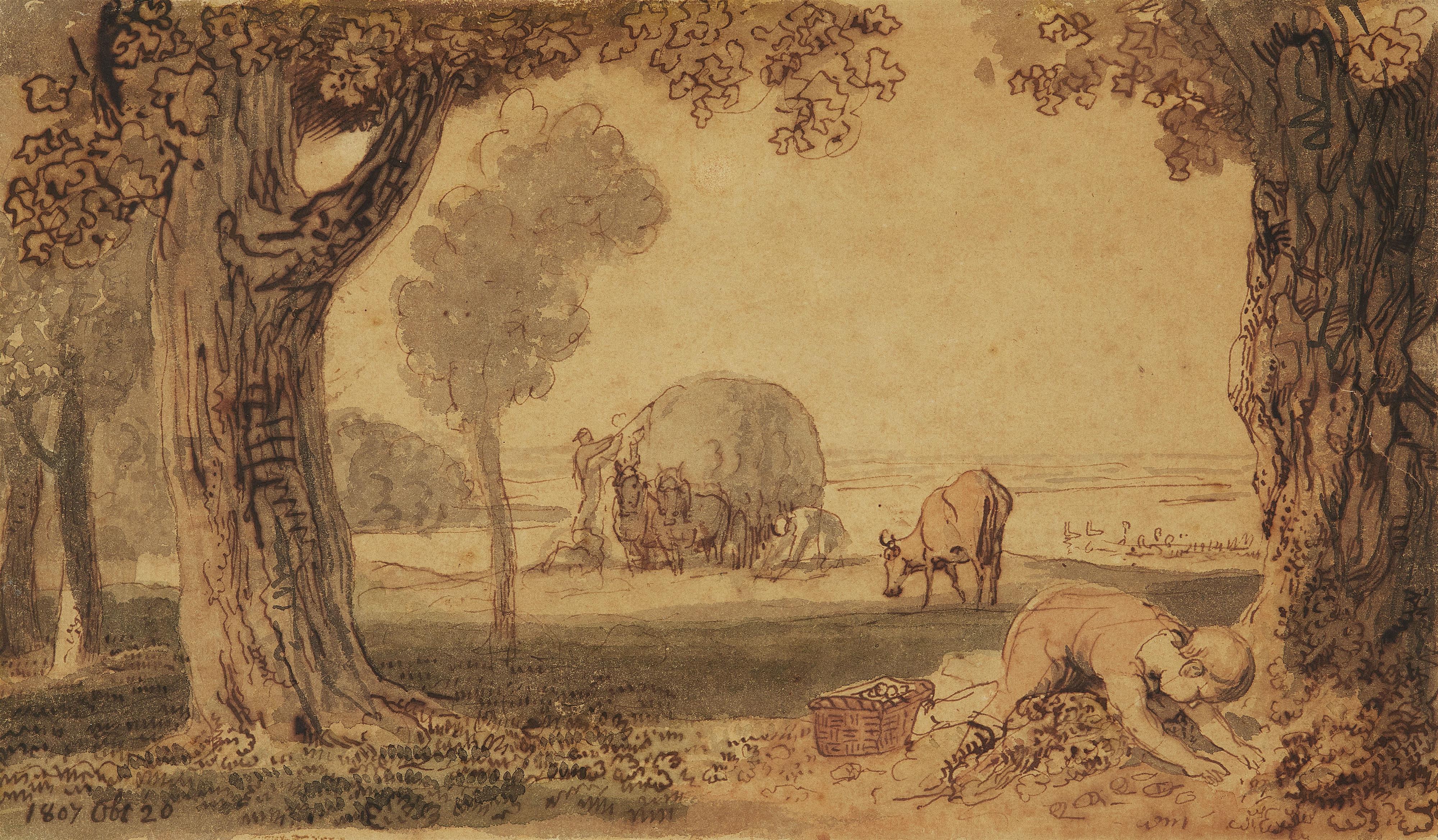 Johann Heinrich Wilhelm Tischbein - Landscape with Peasants harvesting - image-1