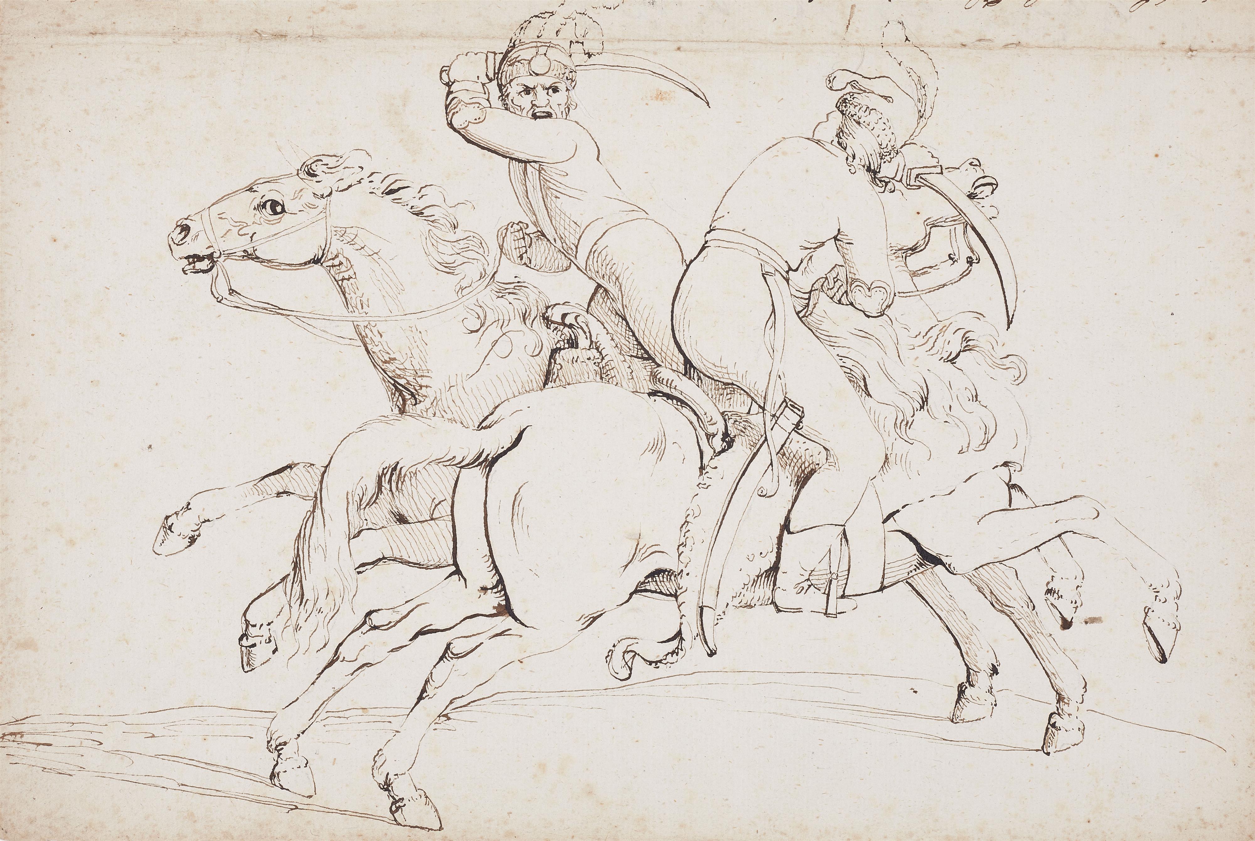 Johann Heinrich Wilhelm Tischbein - Two Cavalrymen fighting with Sabres - image-1