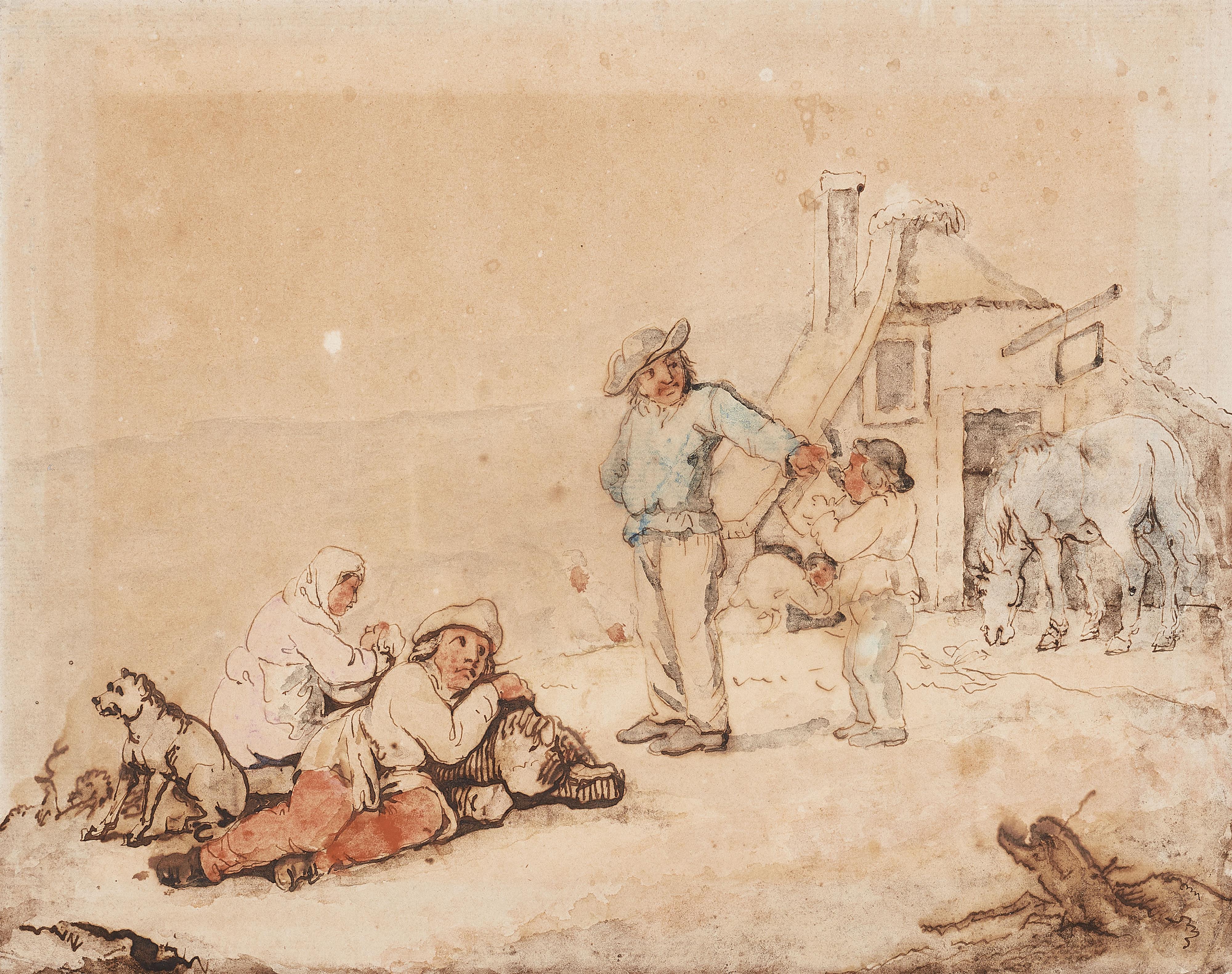 Johann Heinrich Wilhelm Tischbein - Peasants in front of a fram house - image-1