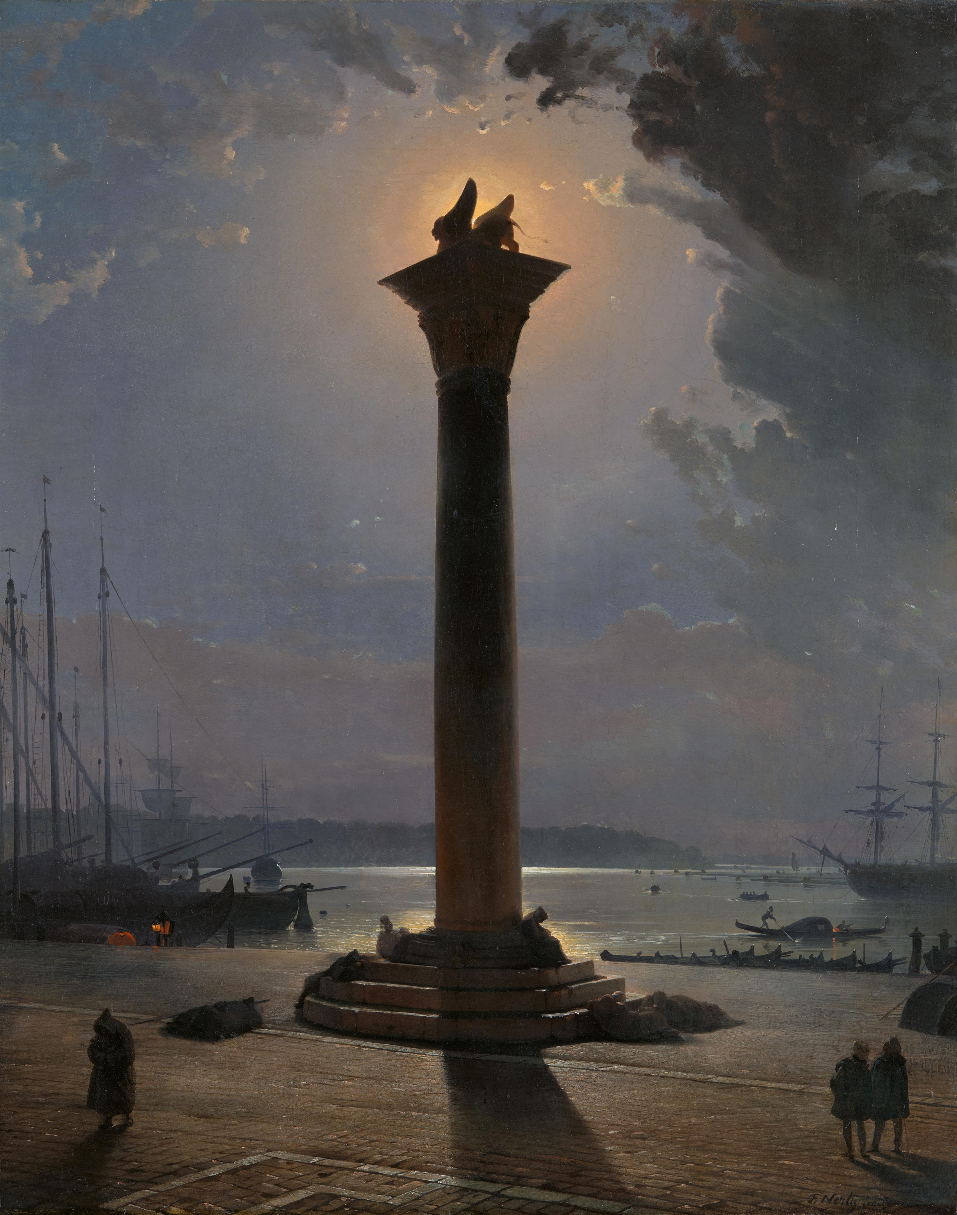 Friedrich Nerly - The Piazzetta in Venice by Moonlight - image-1