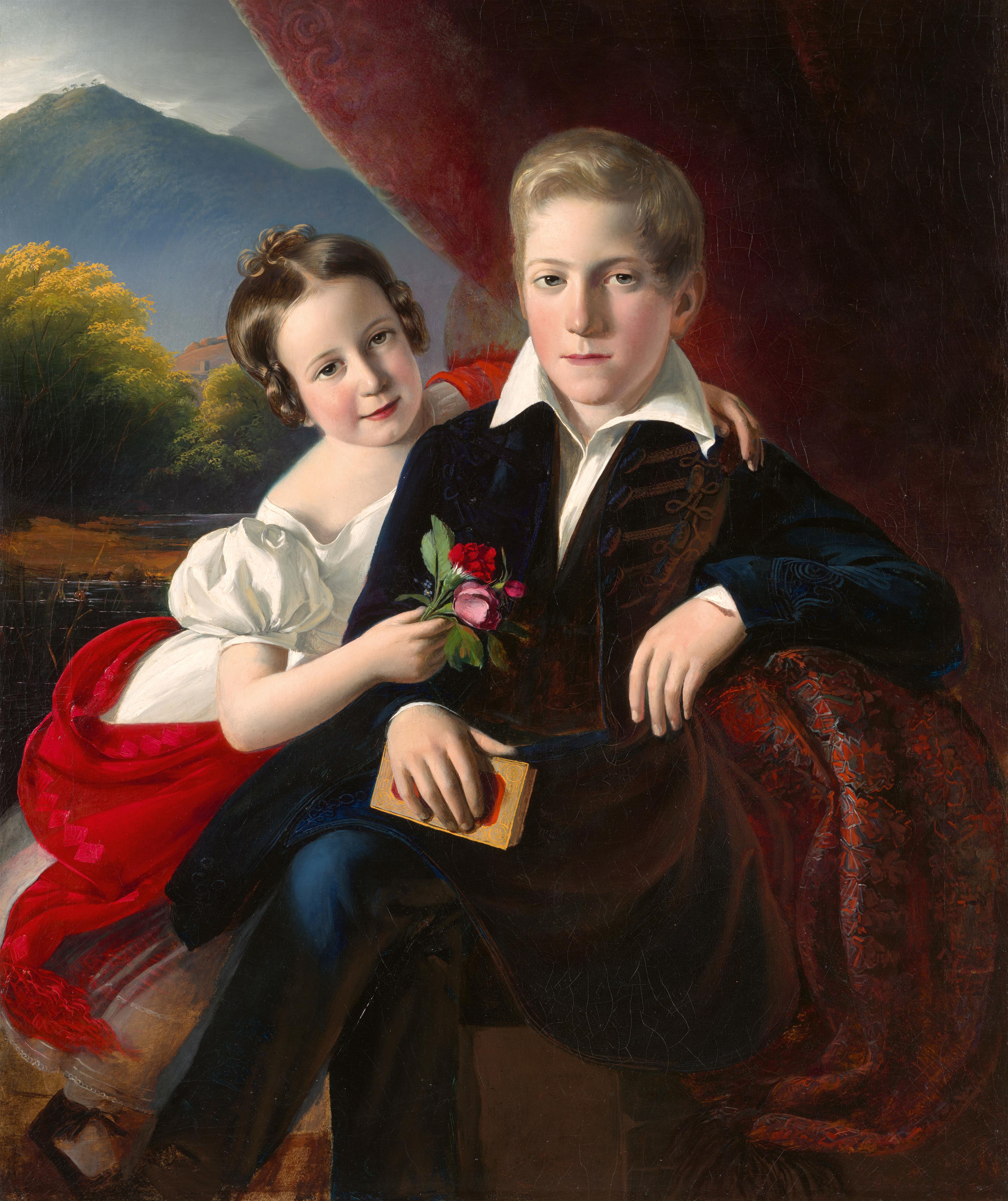 Austrian Artist, around 1840 - Brother and Sister - image-1