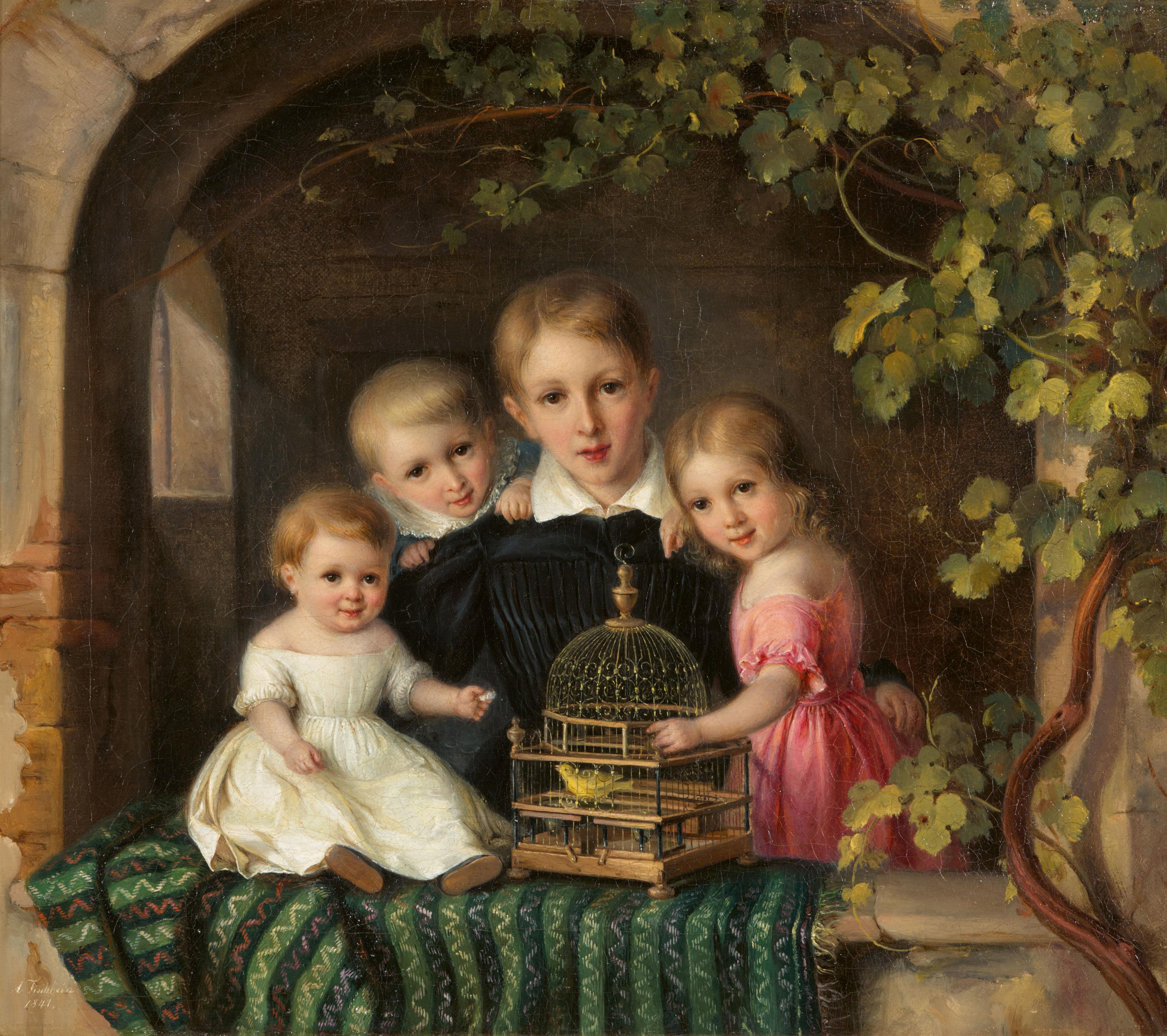 August Albert Christian Tischbein - Vier Geschwister mit einem Kanarienvogel - image-1