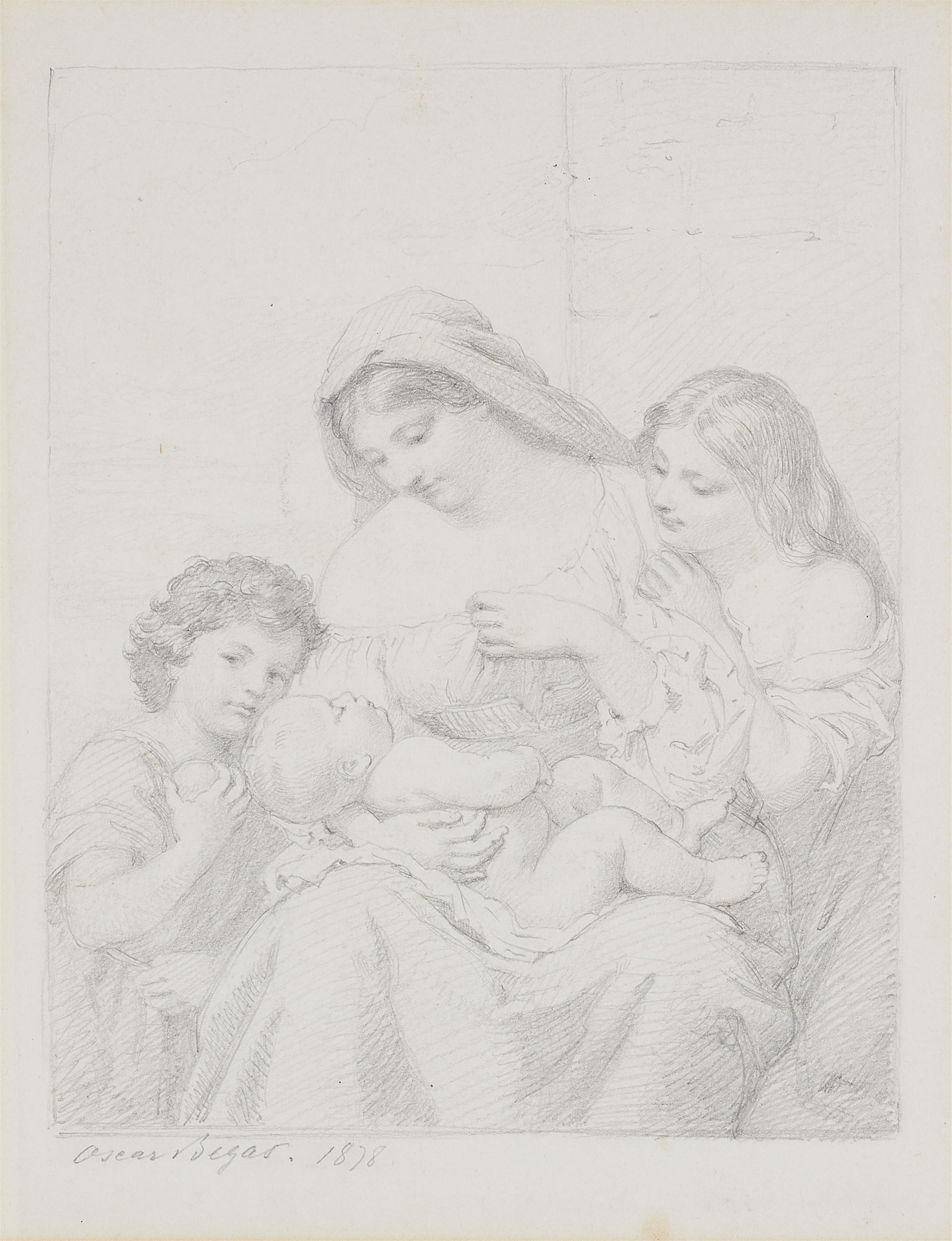 Oscar Begas - Mother with an Infant and two Children - image-1