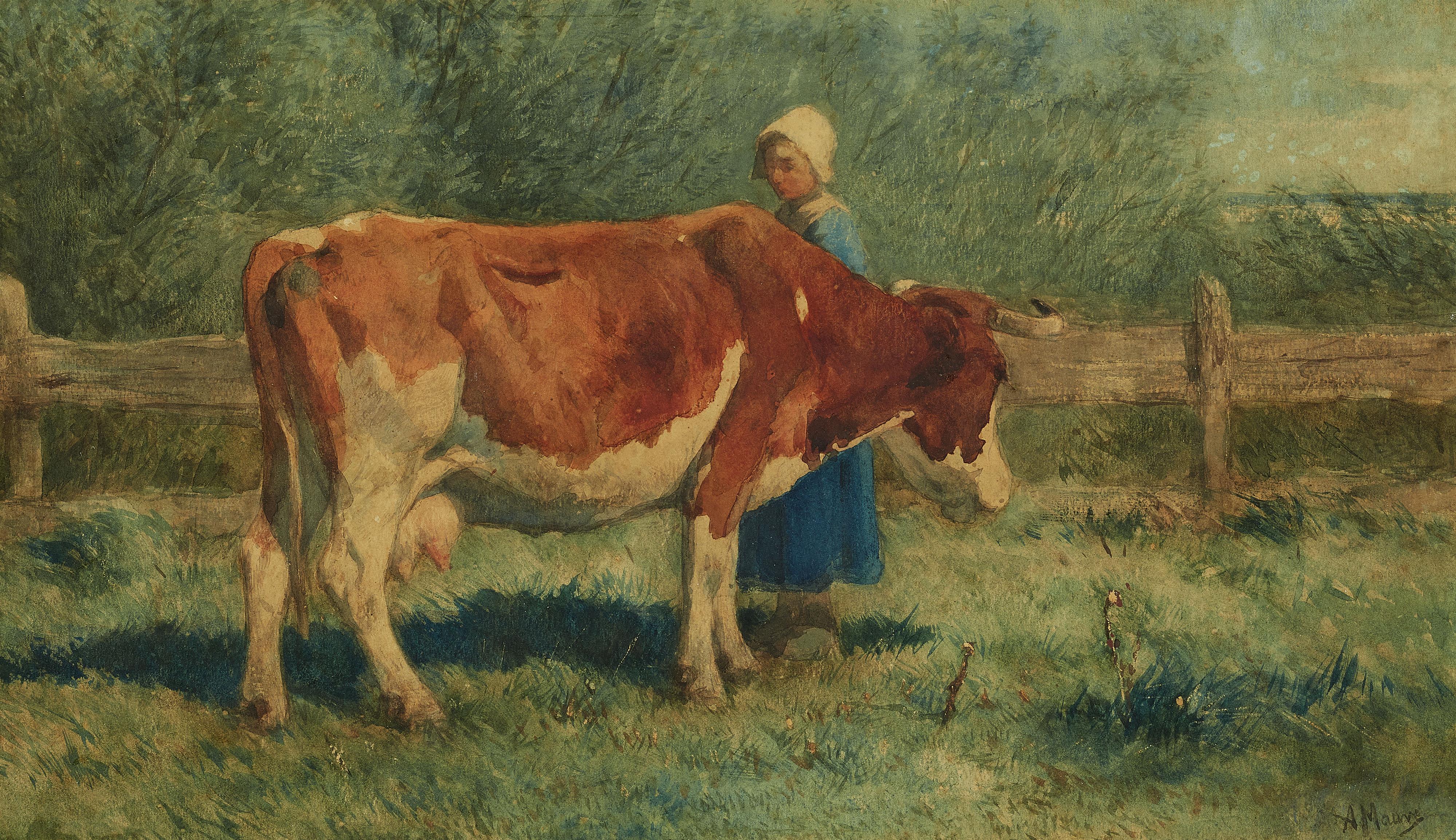 Anton Mauve - Peasant Woman with a Cow - image-1