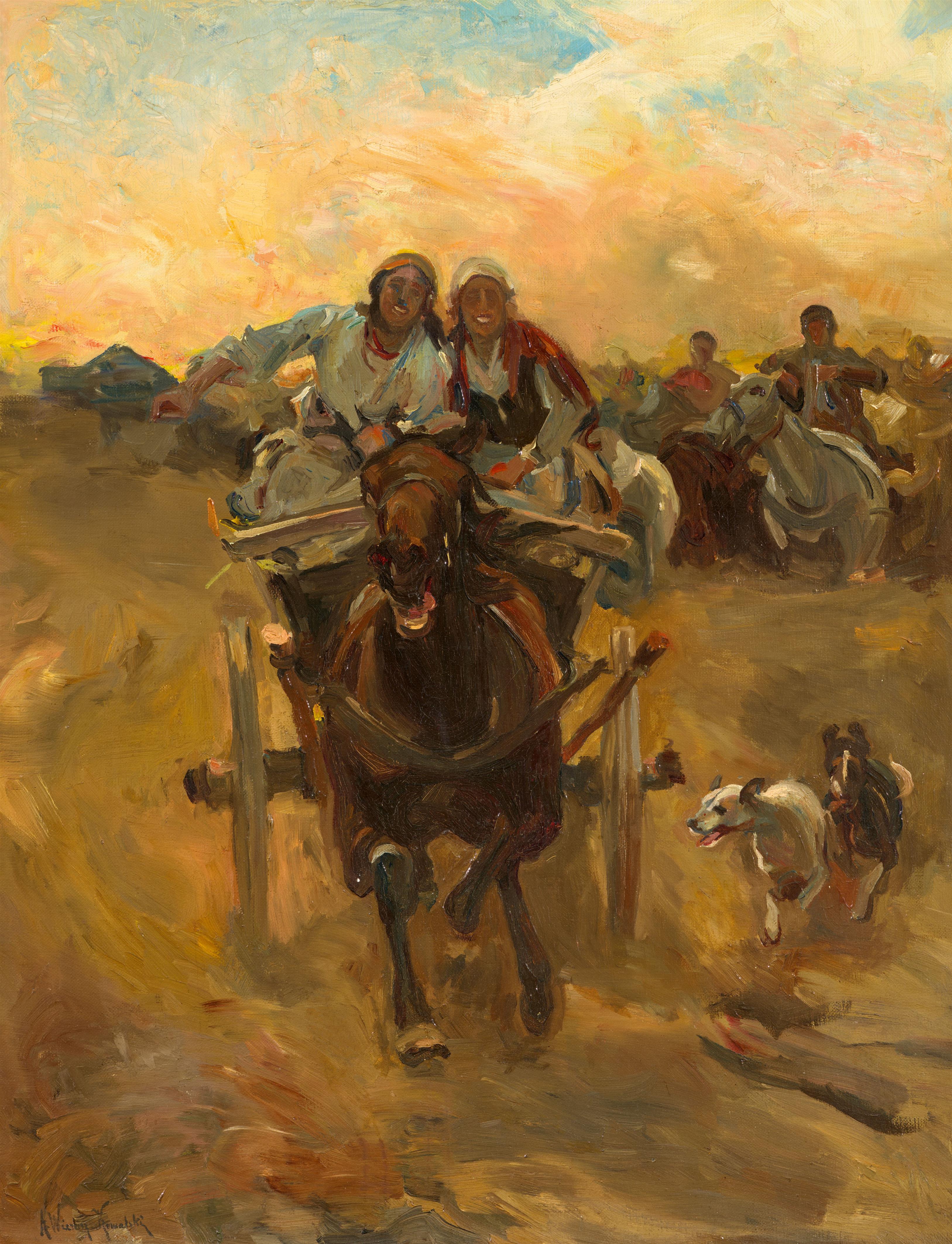 Alfred von Wierusz-Kowalski - Polnische Landleute auf einem Pferdegespann - image-1