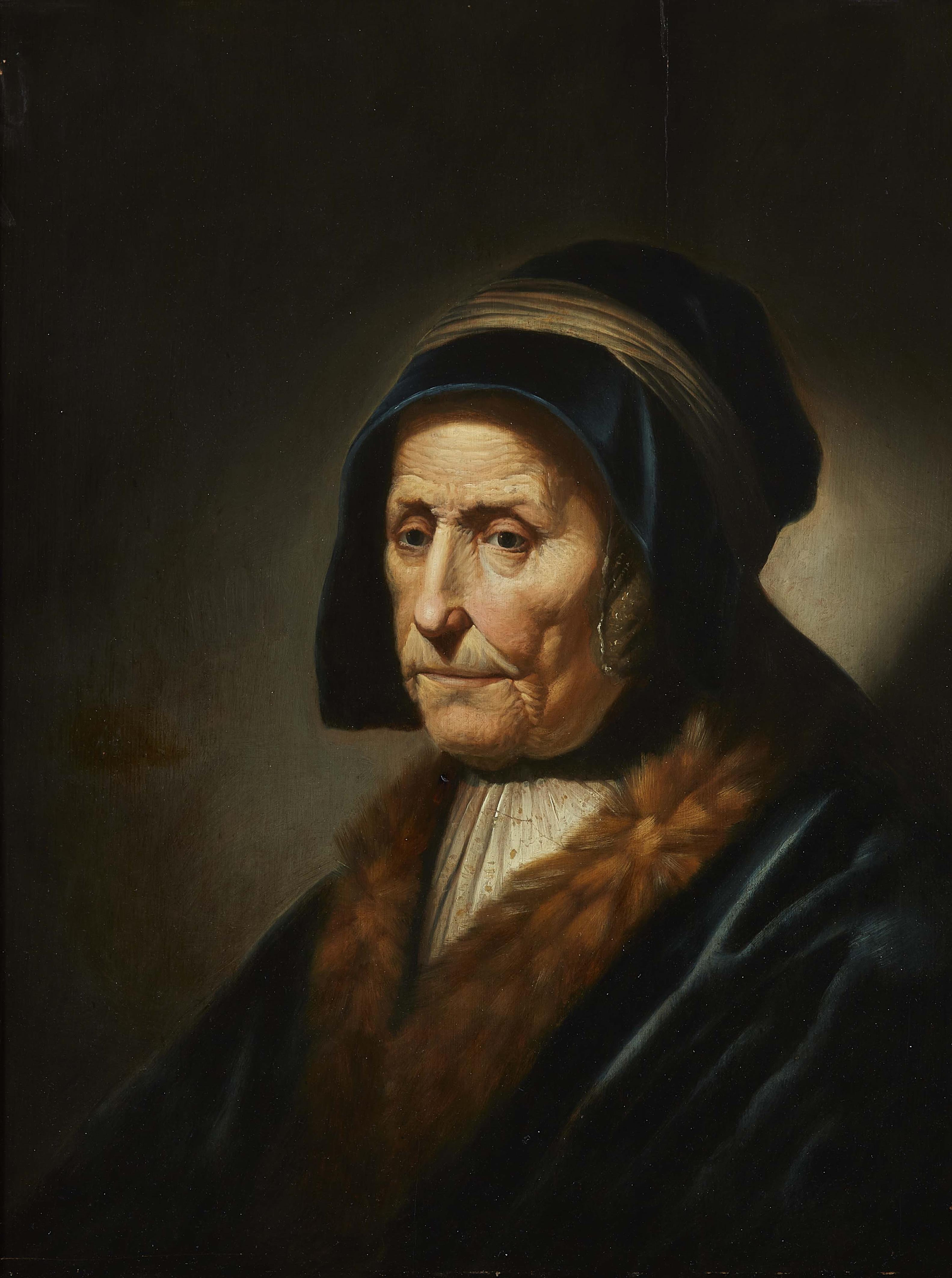 Gerrit Dou, nach - Tronie einer alten Frau (Die Mutter des Künstlers) - image-1