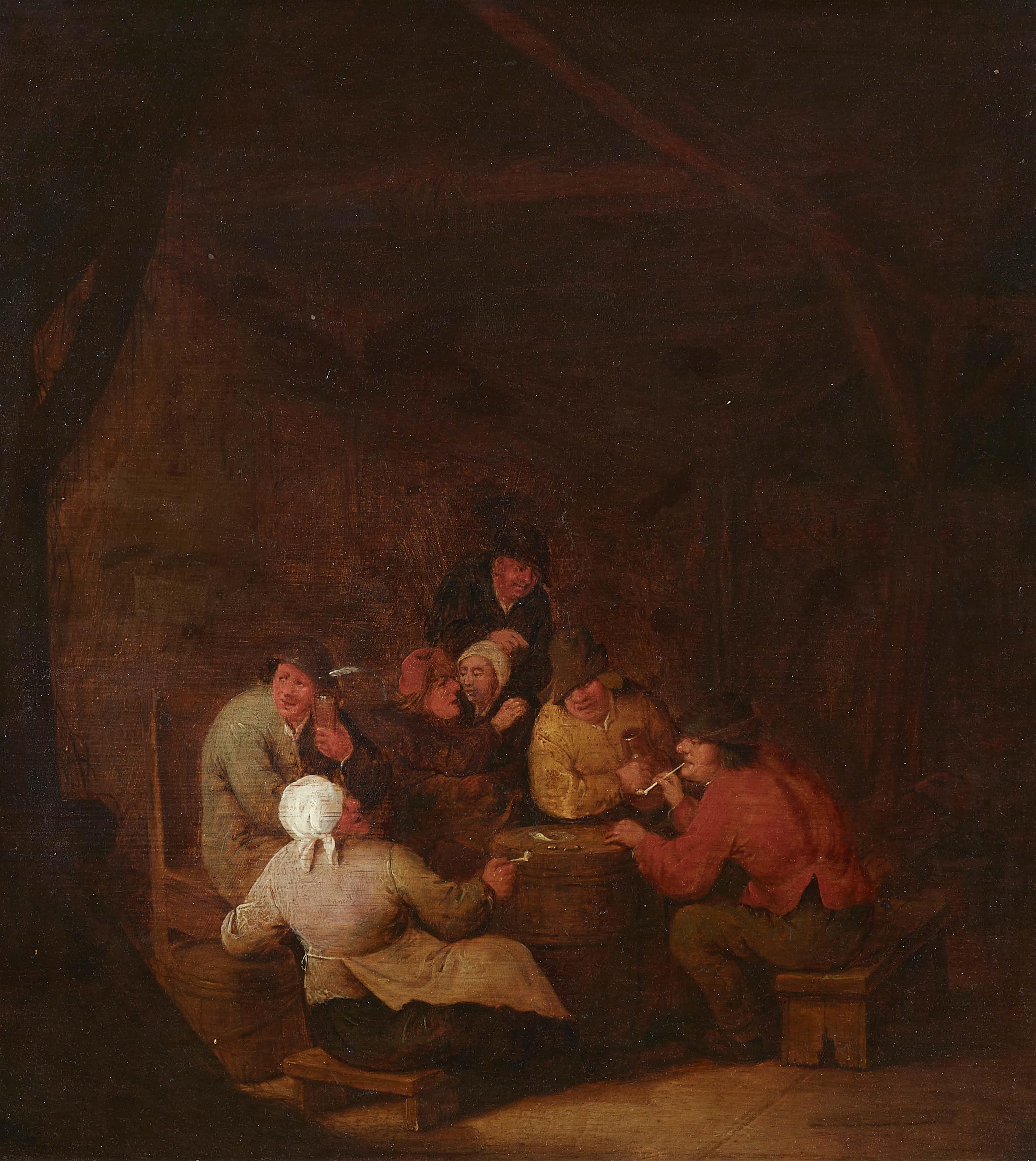 Adriaen van Ostade, attributed to - Peasants Drinking and Smoking - image-1
