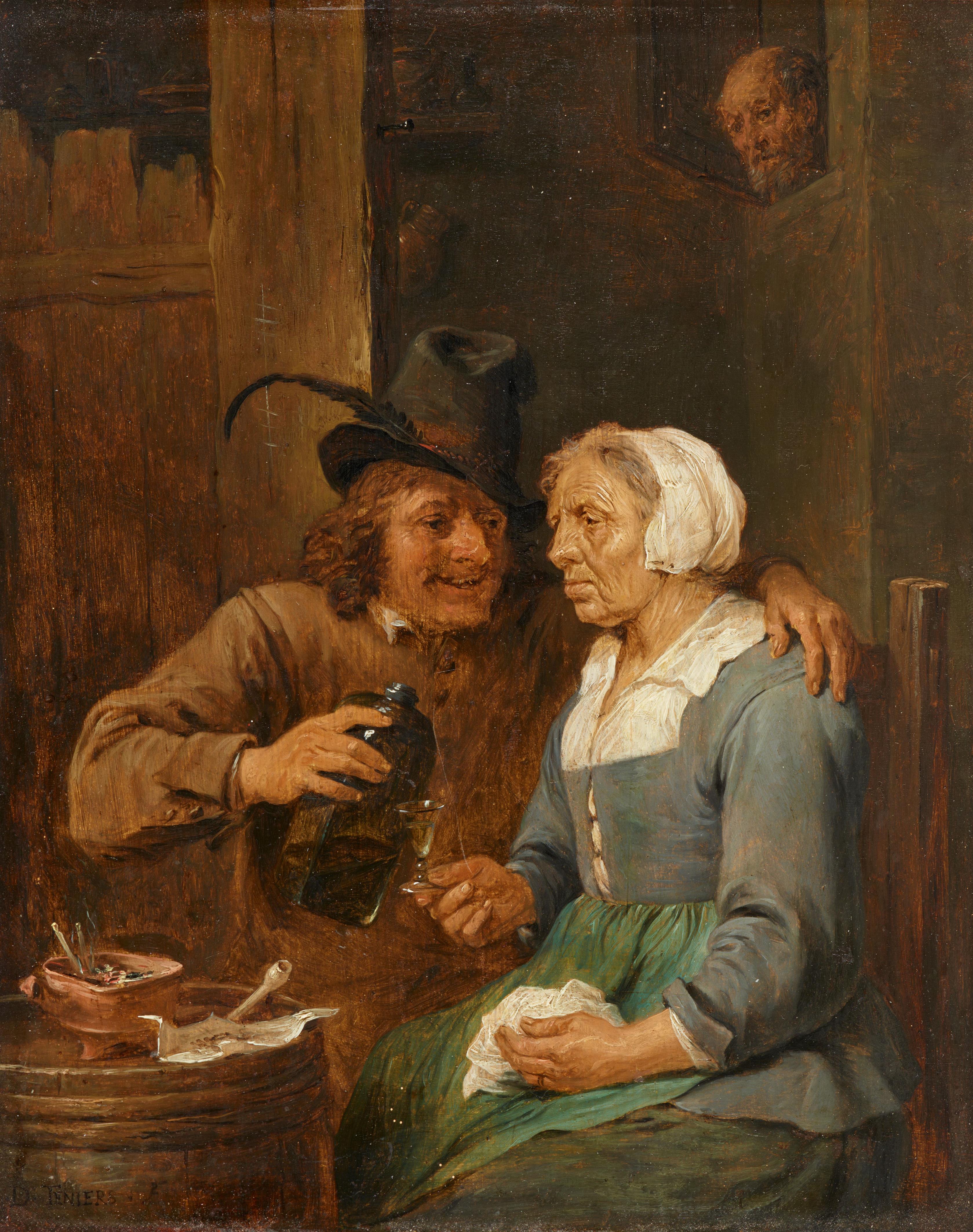 David Teniers the Younger, studio of - Drinking Couple - image-1