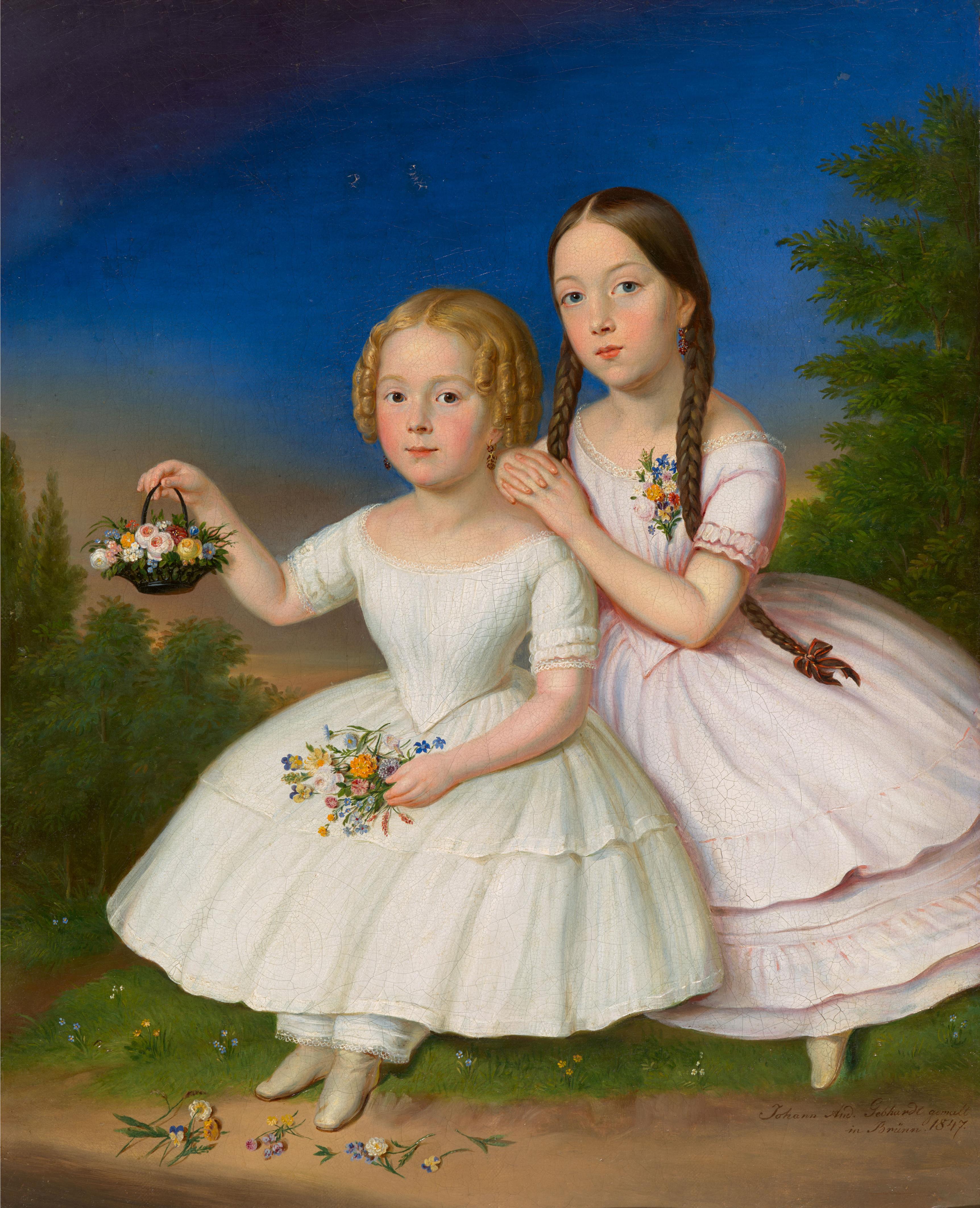 Johann Andreas Gebhardt - Zwei Mädchen mit Blumen - image-1