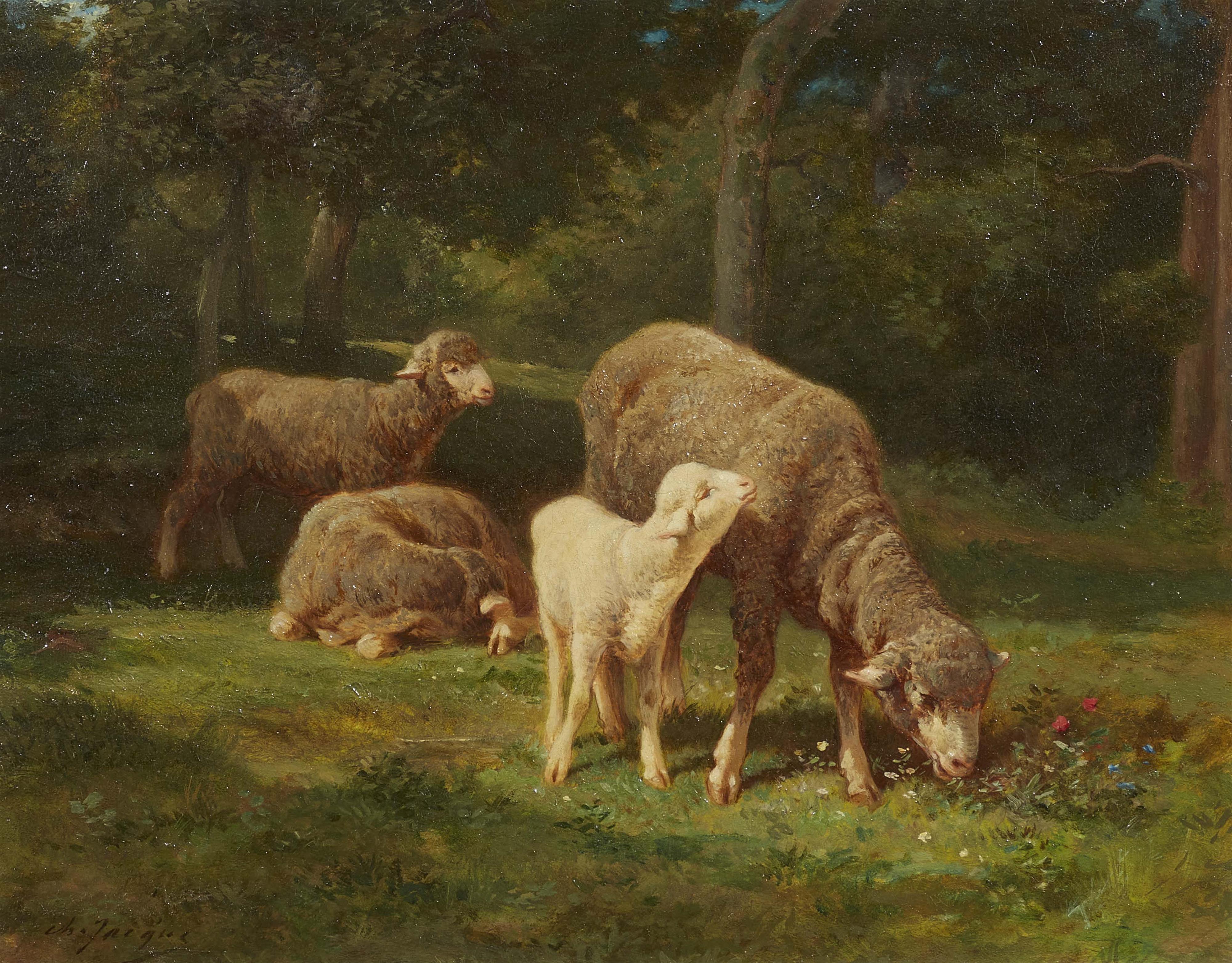 Charles-Emile Jacques - Grazing Sheep - image-1