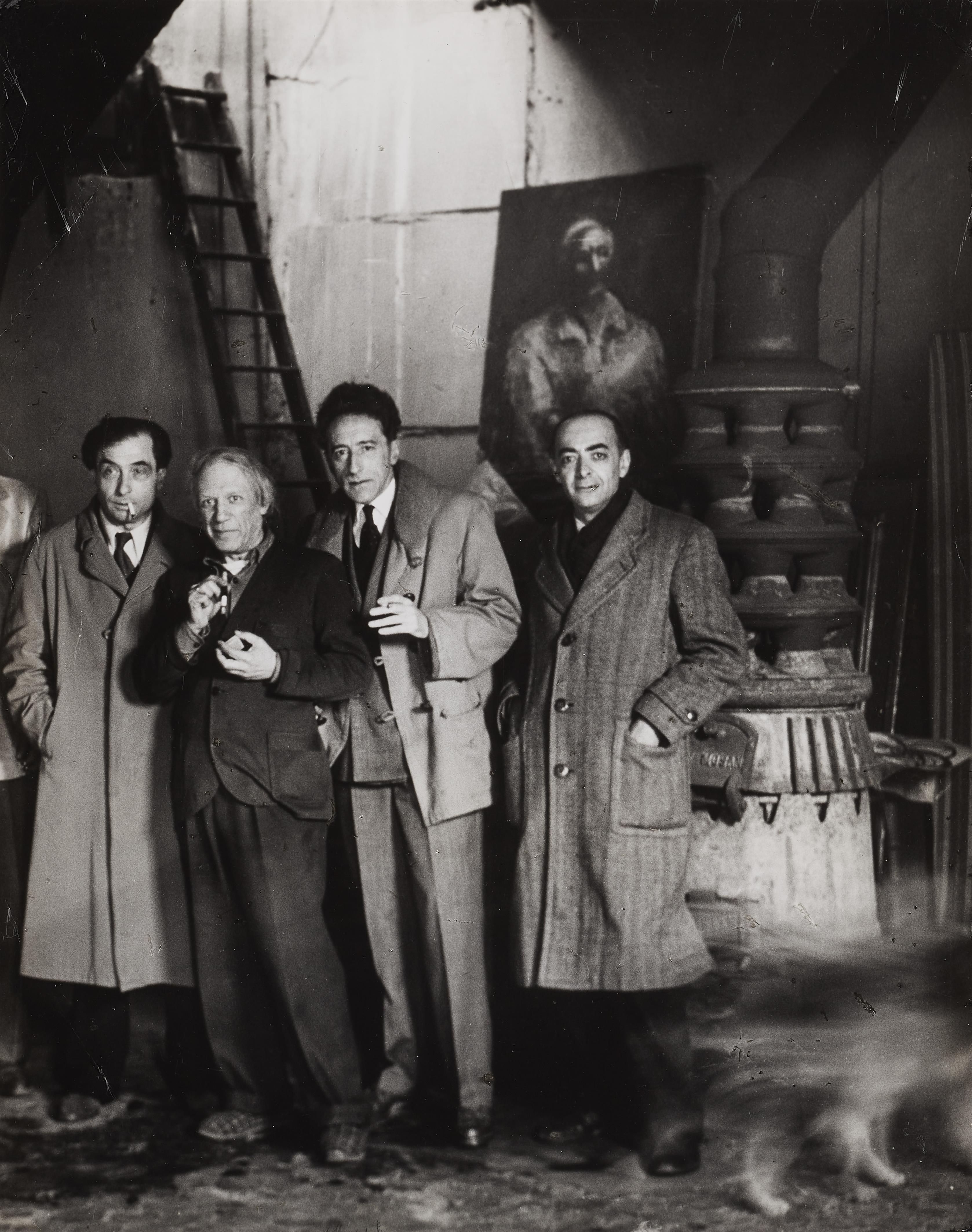 Brassaï (Gyula Halász) - Pierre Reverdy, Picasso, Jean Cocteau and Brassaï in Picasso's studio at rue des Grands Augustins, Paris - image-1