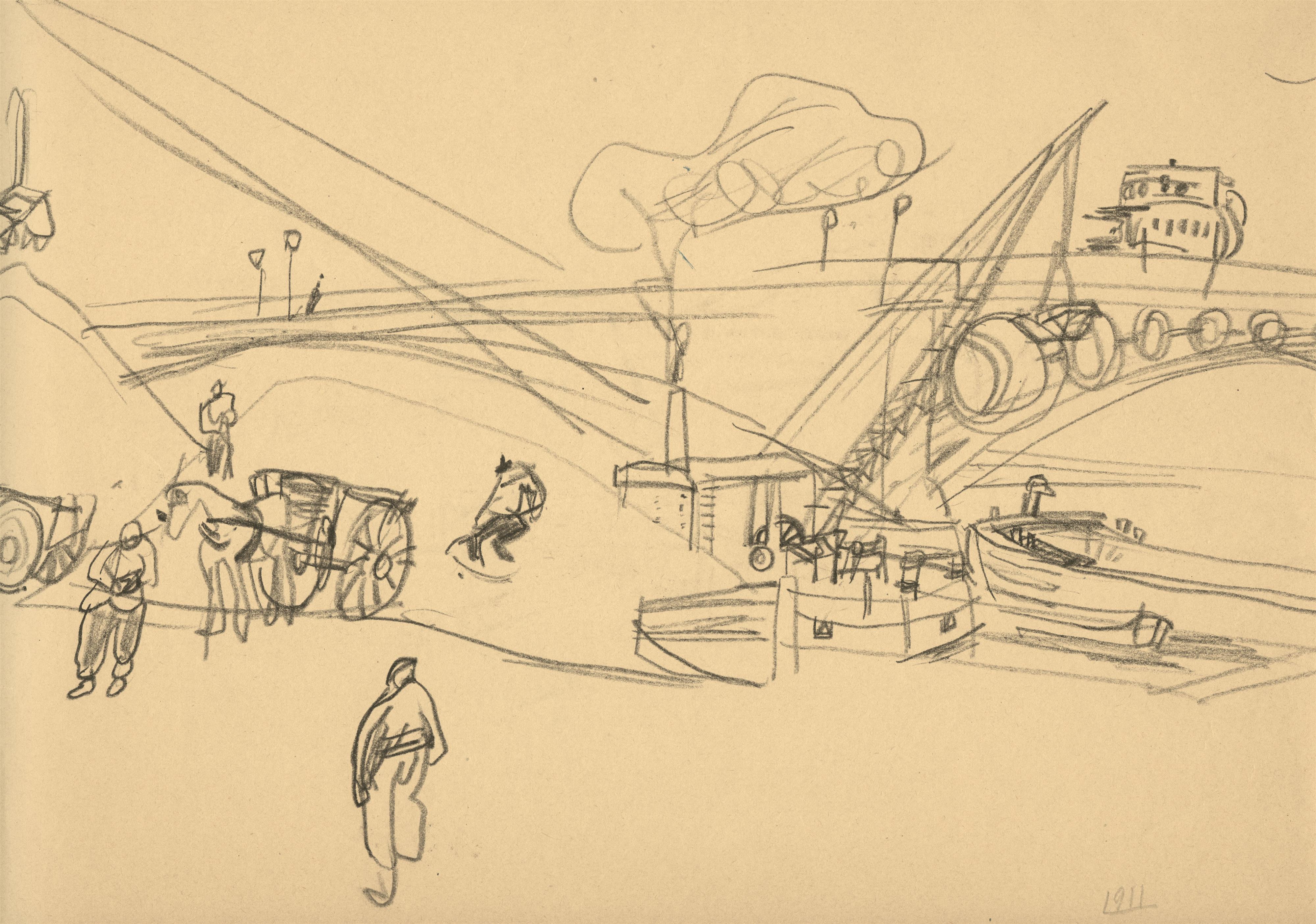 Lyonel Feininger - 4 doppelseitige Skizzen für "An der Seine, Paris" - image-1