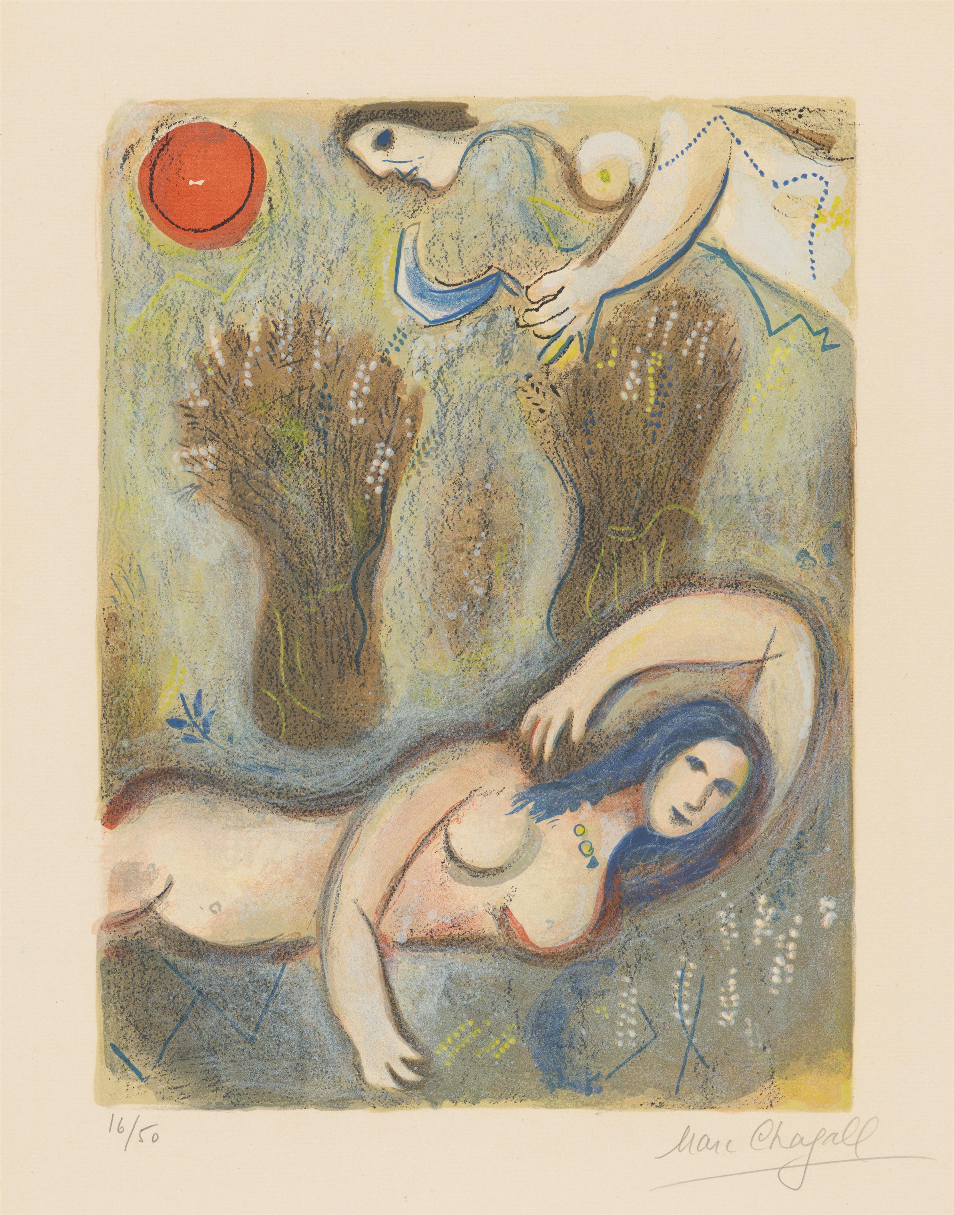 Marc Chagall - Booz se réveille et voit Ruth à ses Pieds - image-1
