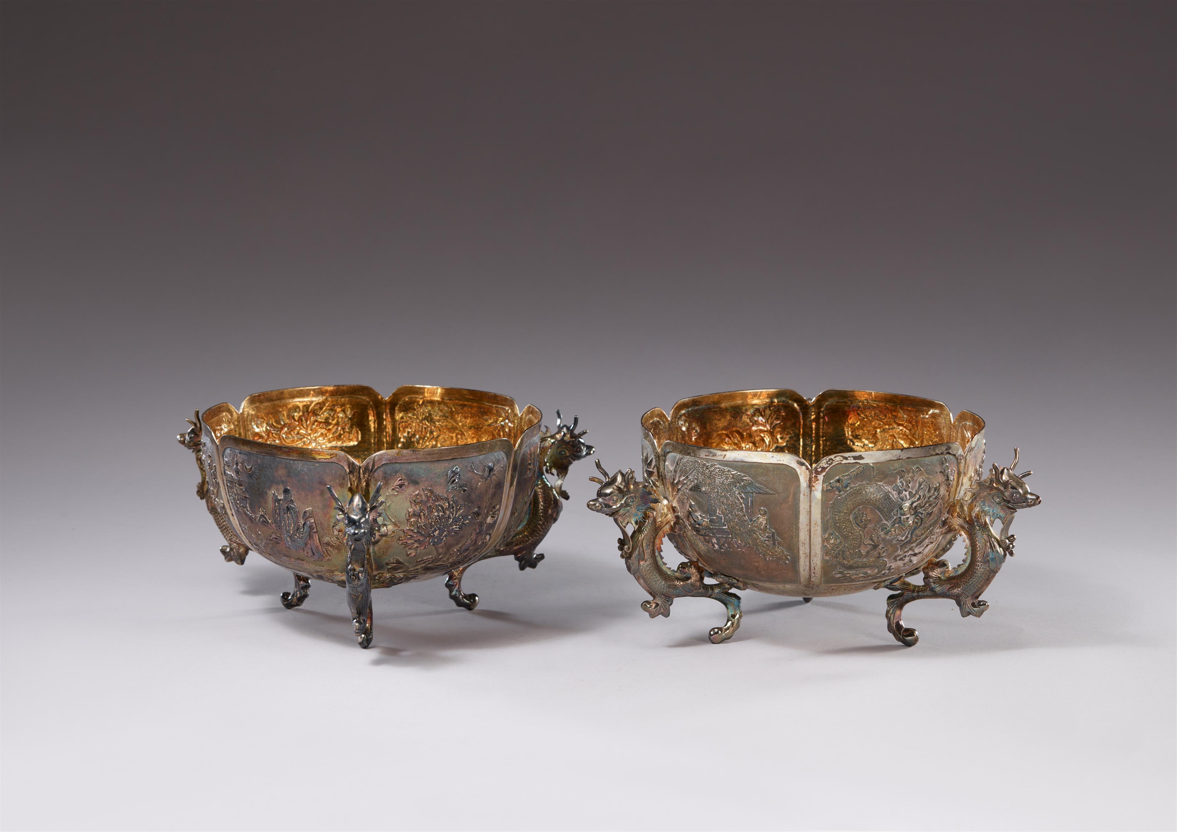 Two silver bowls. Shanghai or Canton. Around 1900 - image-2