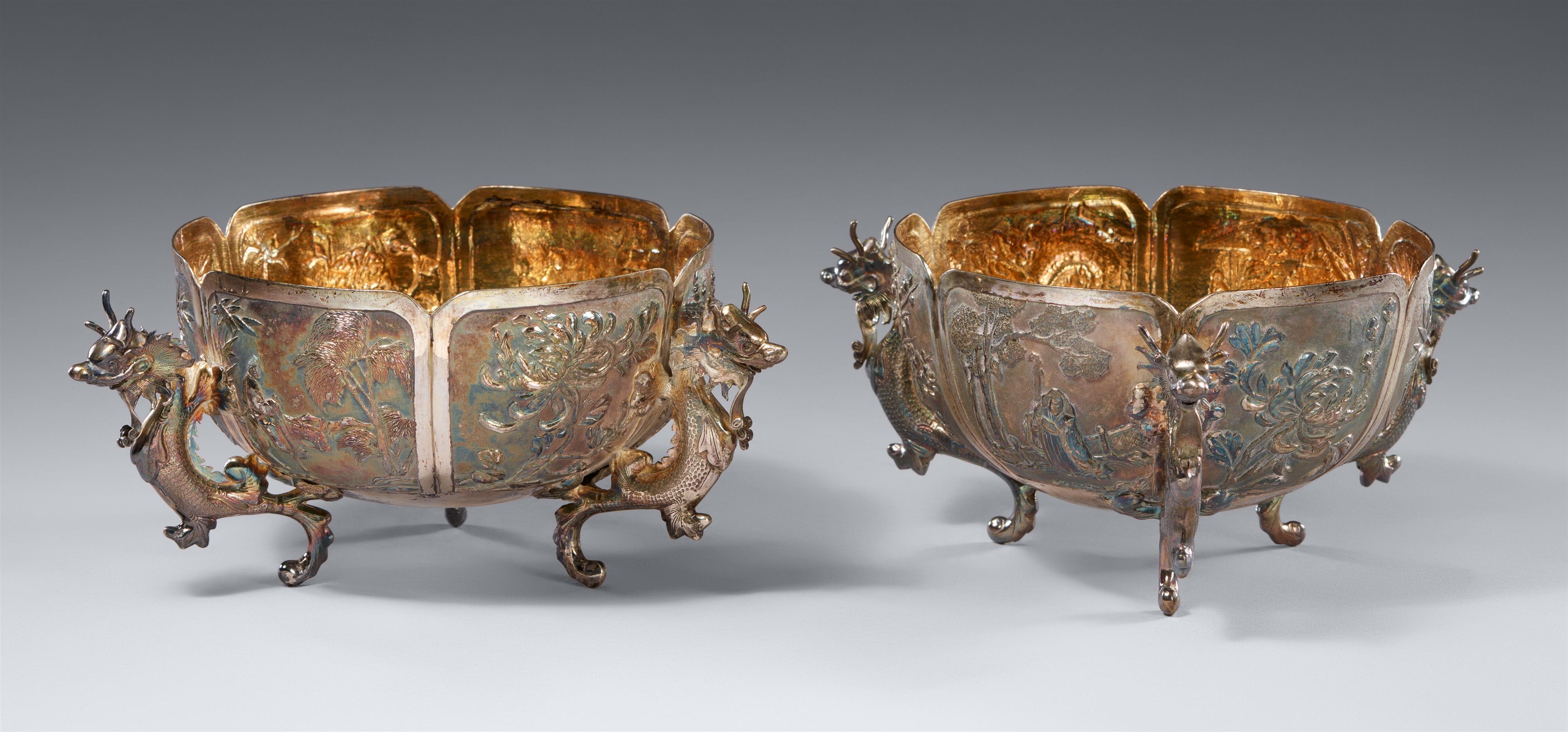 Two silver bowls. Shanghai or Canton. Around 1900 - image-1