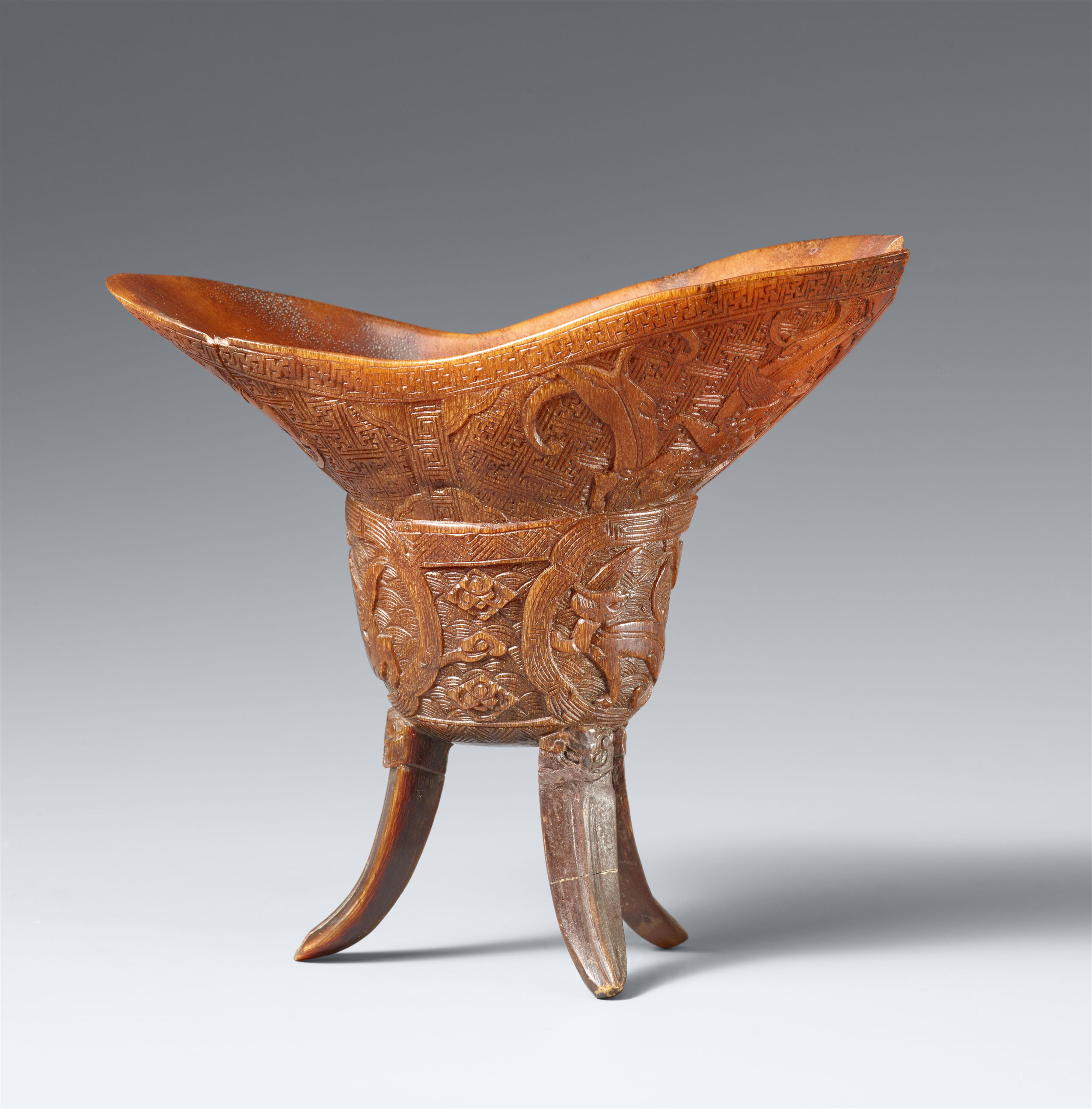A rhinoceros horn libation cup. 18th century - image-2
