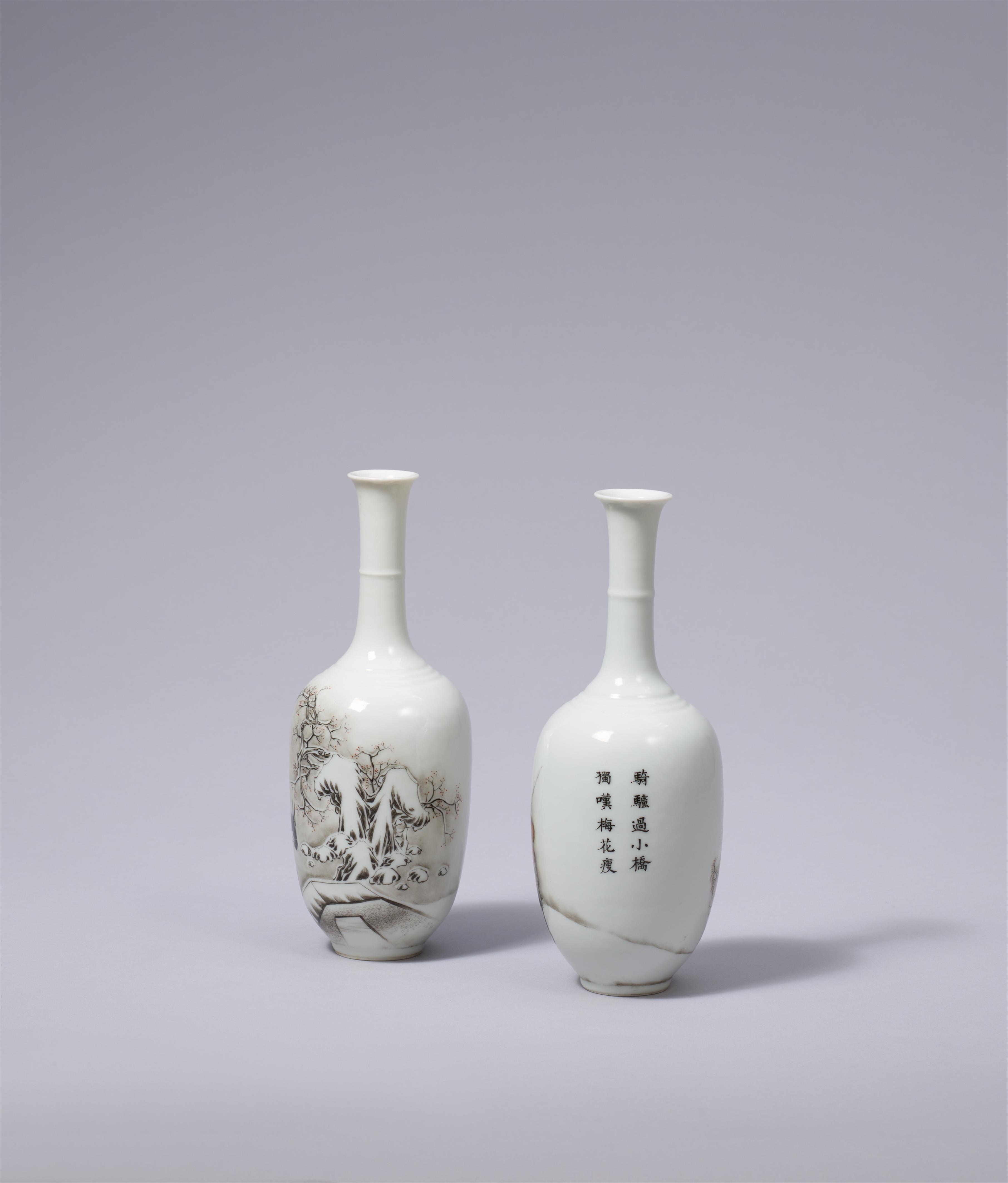 Paar Vasen mit grisaille-Dekor. Republik-Zeit (1912–1949) oder später, 20. Jh. - image-2