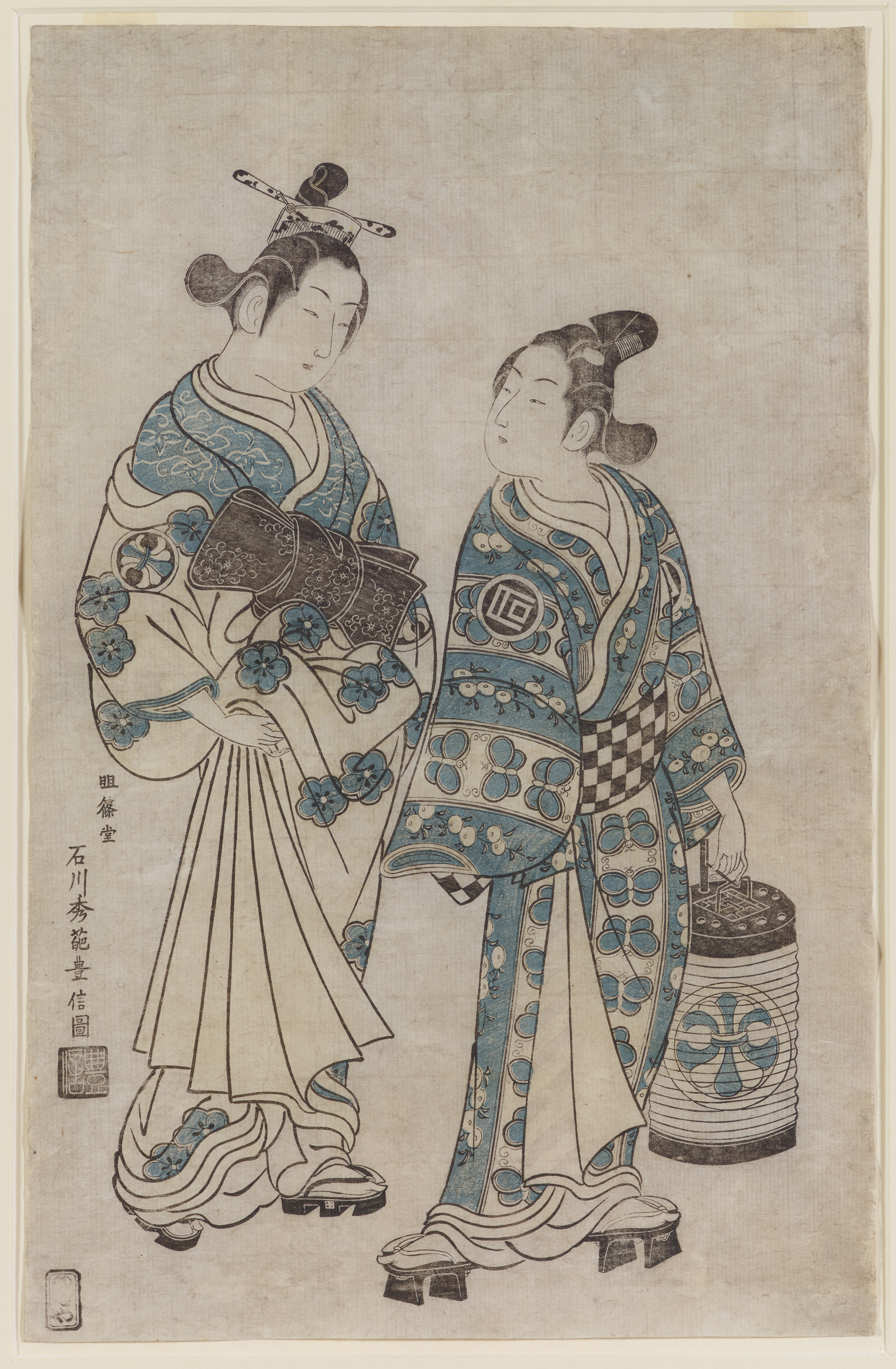 Ishikawa Tayonobu - Ishikawa Tayonobu (1711-1785) Hosoban. Theaterszene. - image-2
