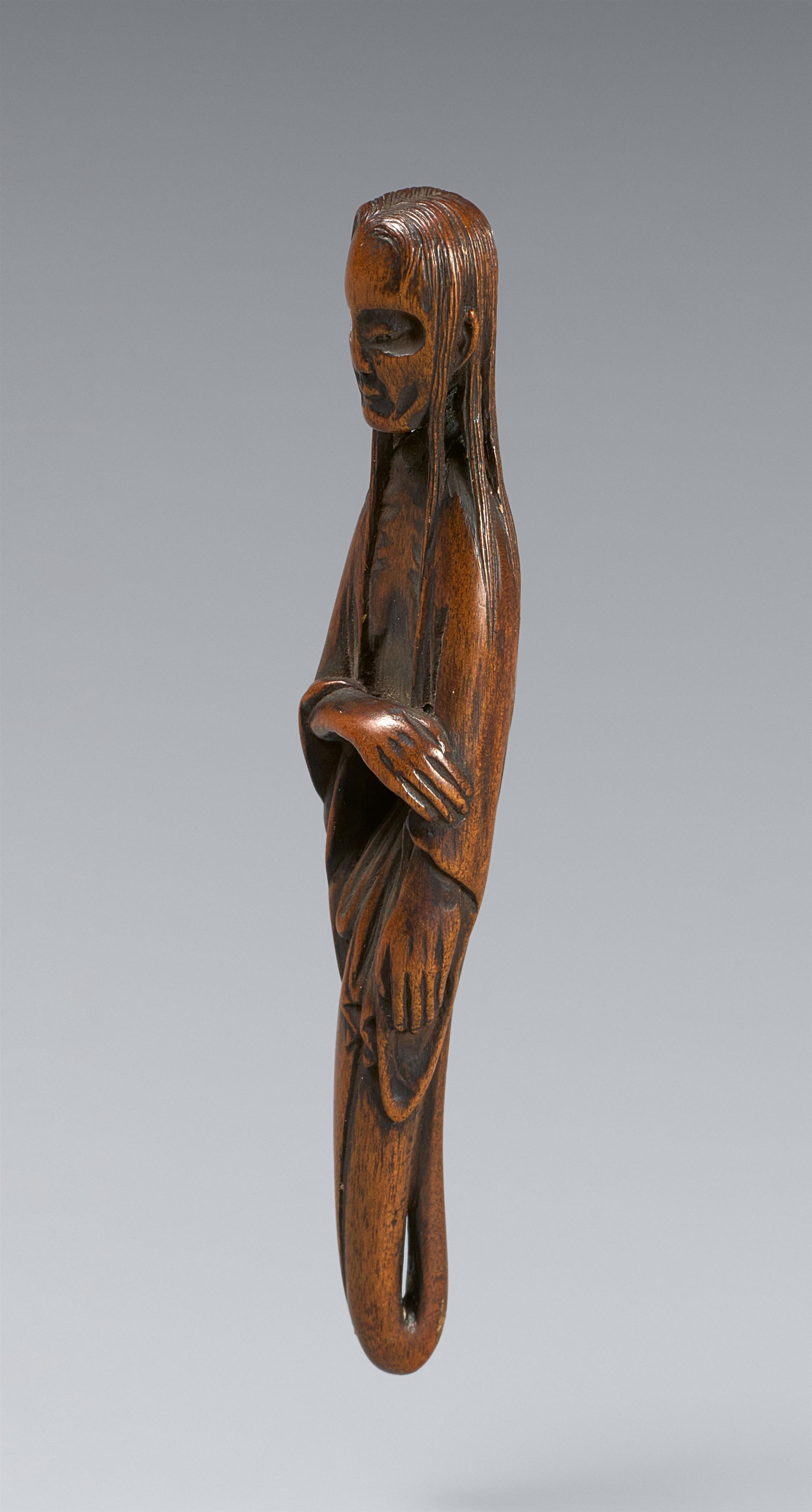A boxwood netsuke of a thin footless ghost. Second half 19th century - image-1