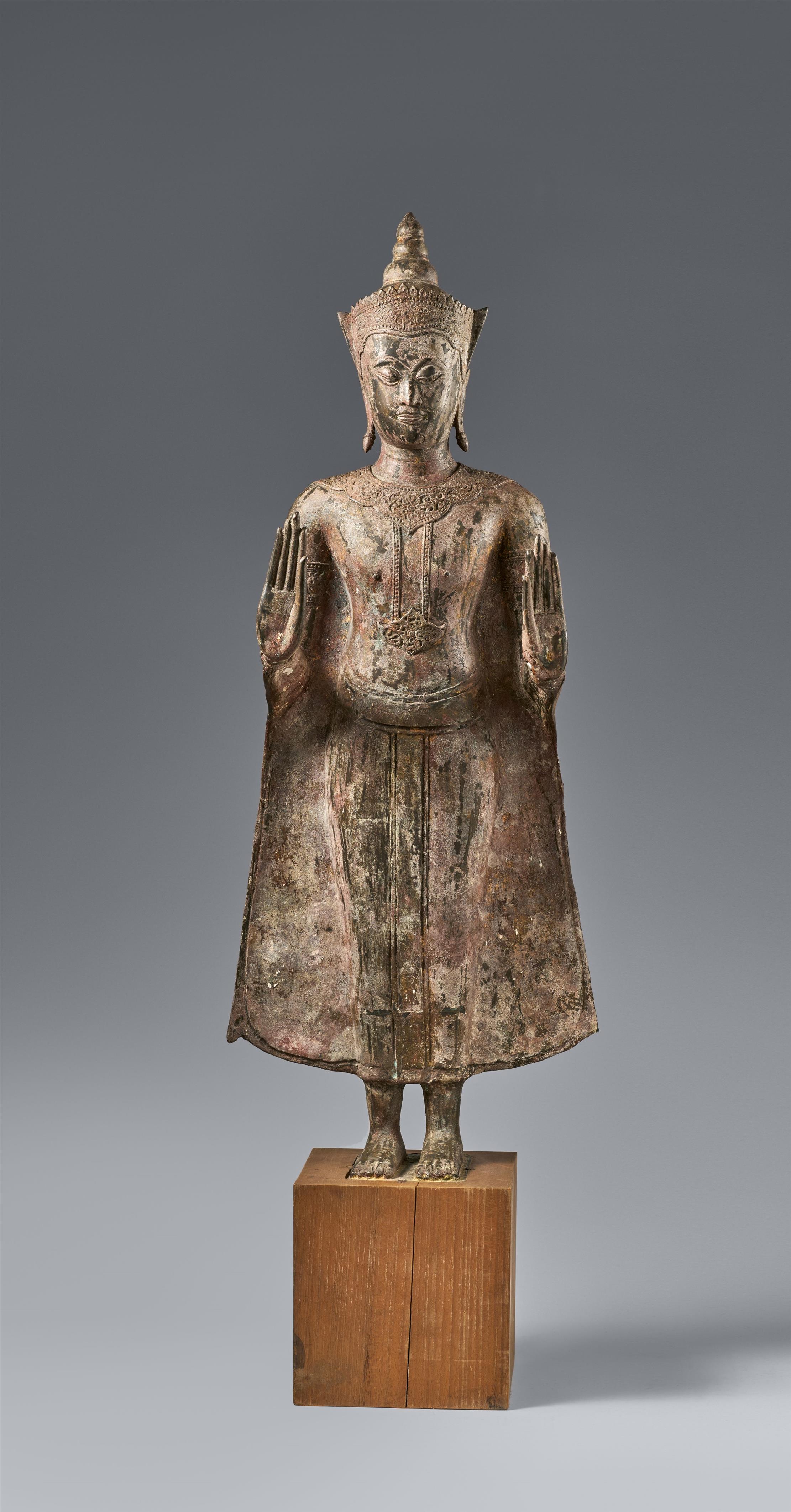 An Ayutthaya bronze figure of a crowned and bejewelled Buddha. Thailand. 17th century - image-1