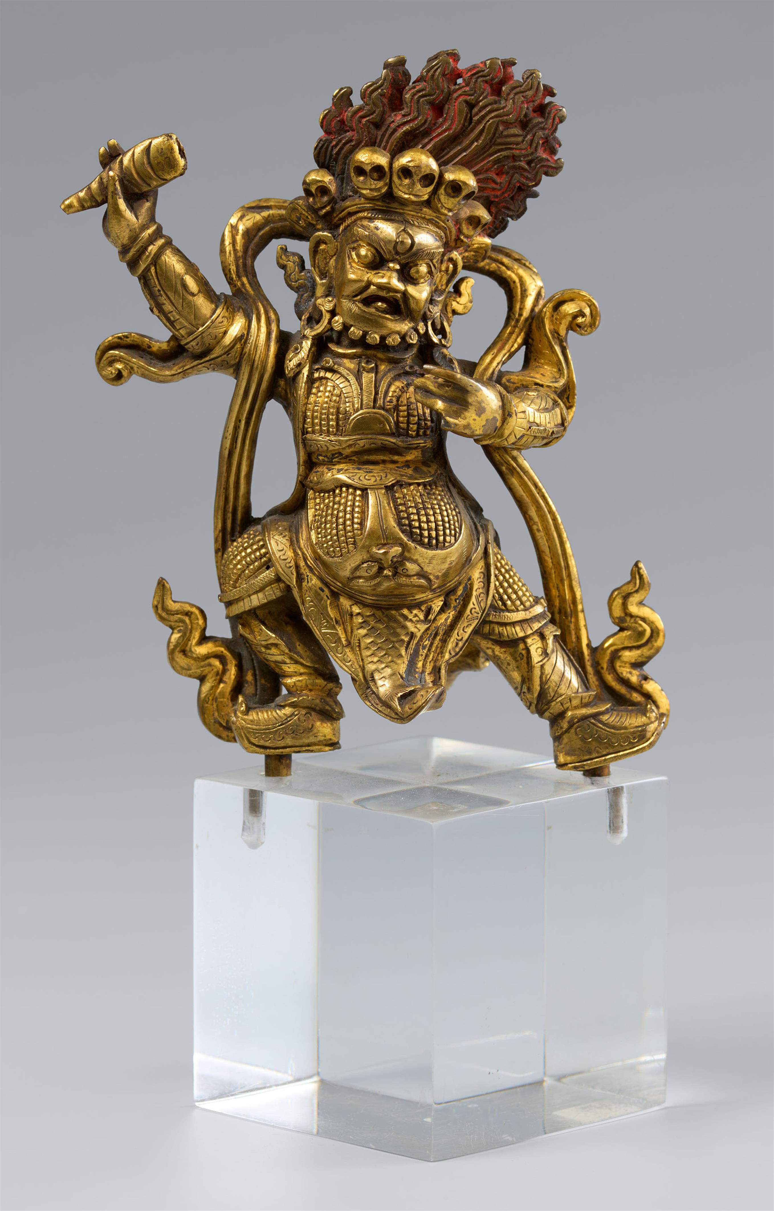 A Sinotibetan gilt bronze figure of Dharmapala Begtse (Beg-ts'e). 18th/19th century - image-1
