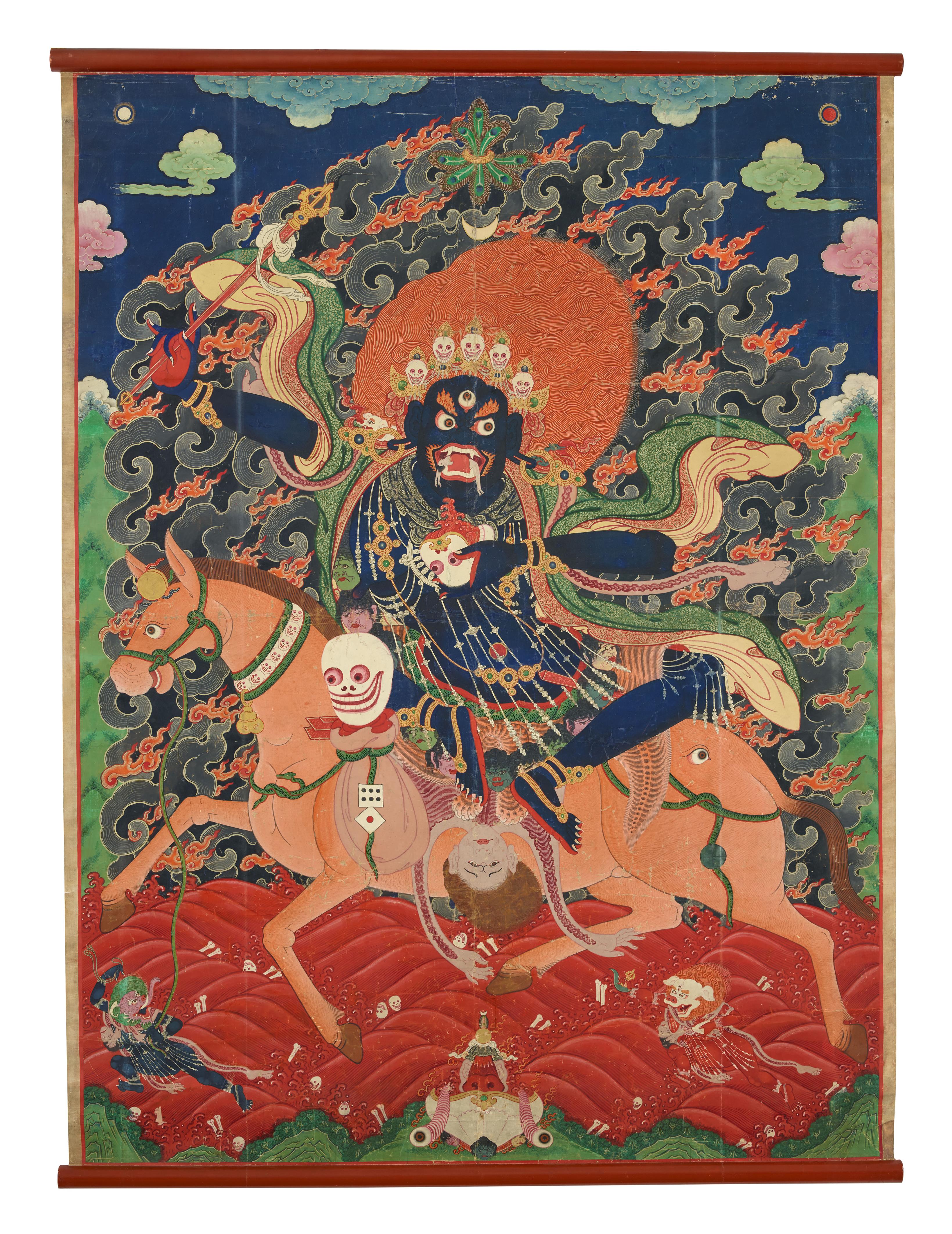 Großes thangka der Palden Lhamo. Tibet. 19. Jh. - image-1
