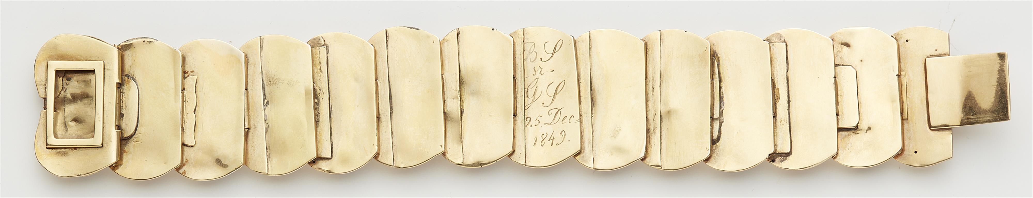 A German Biedermeier 14k gold and enamel bracelet. - image-2