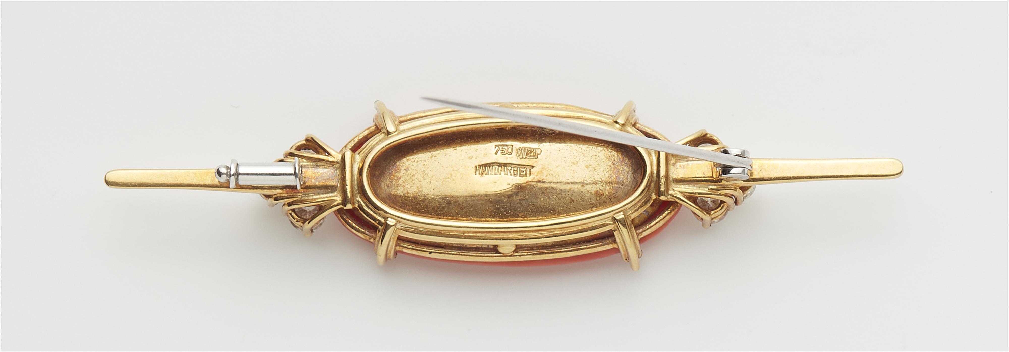 A German 18k gold, diamond and coral brooch. - image-2