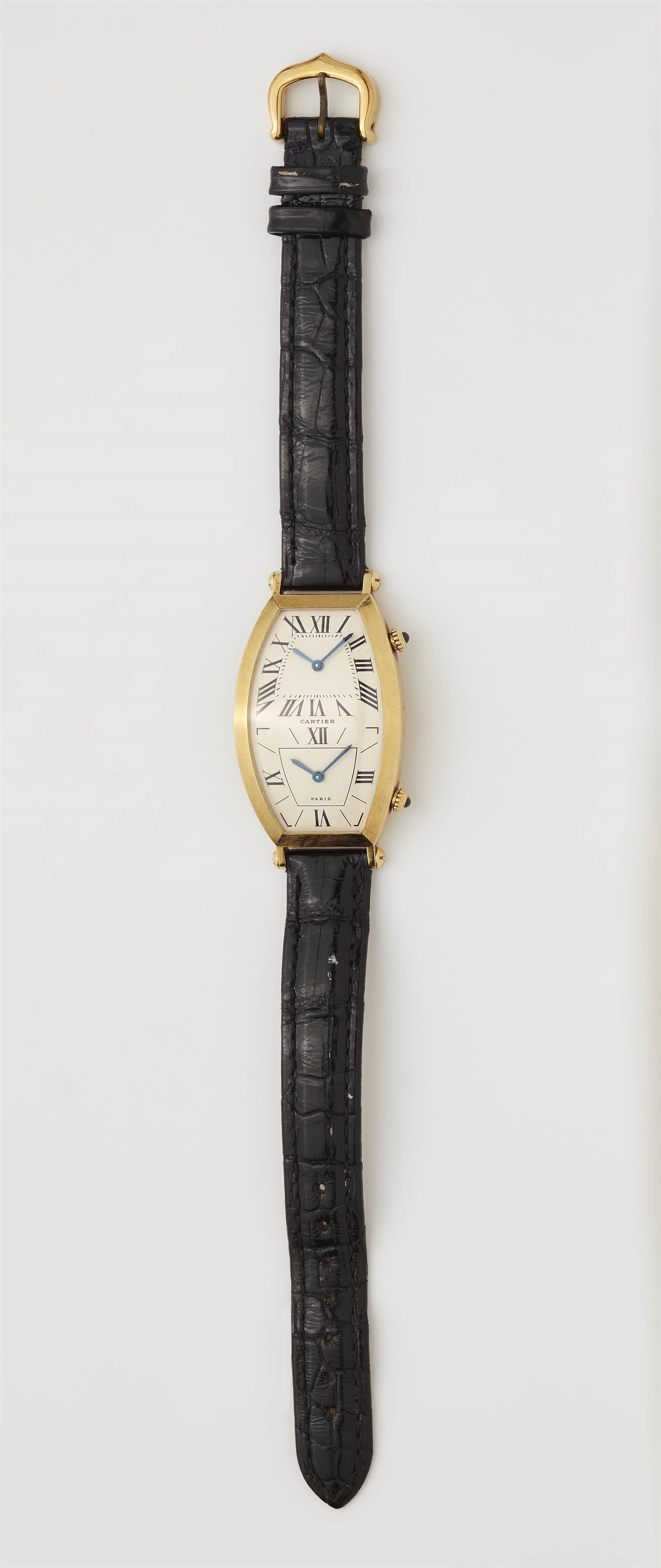 A 18k yellow gold quartz dual time Cartier gentleman´s wristwatch. - image-2