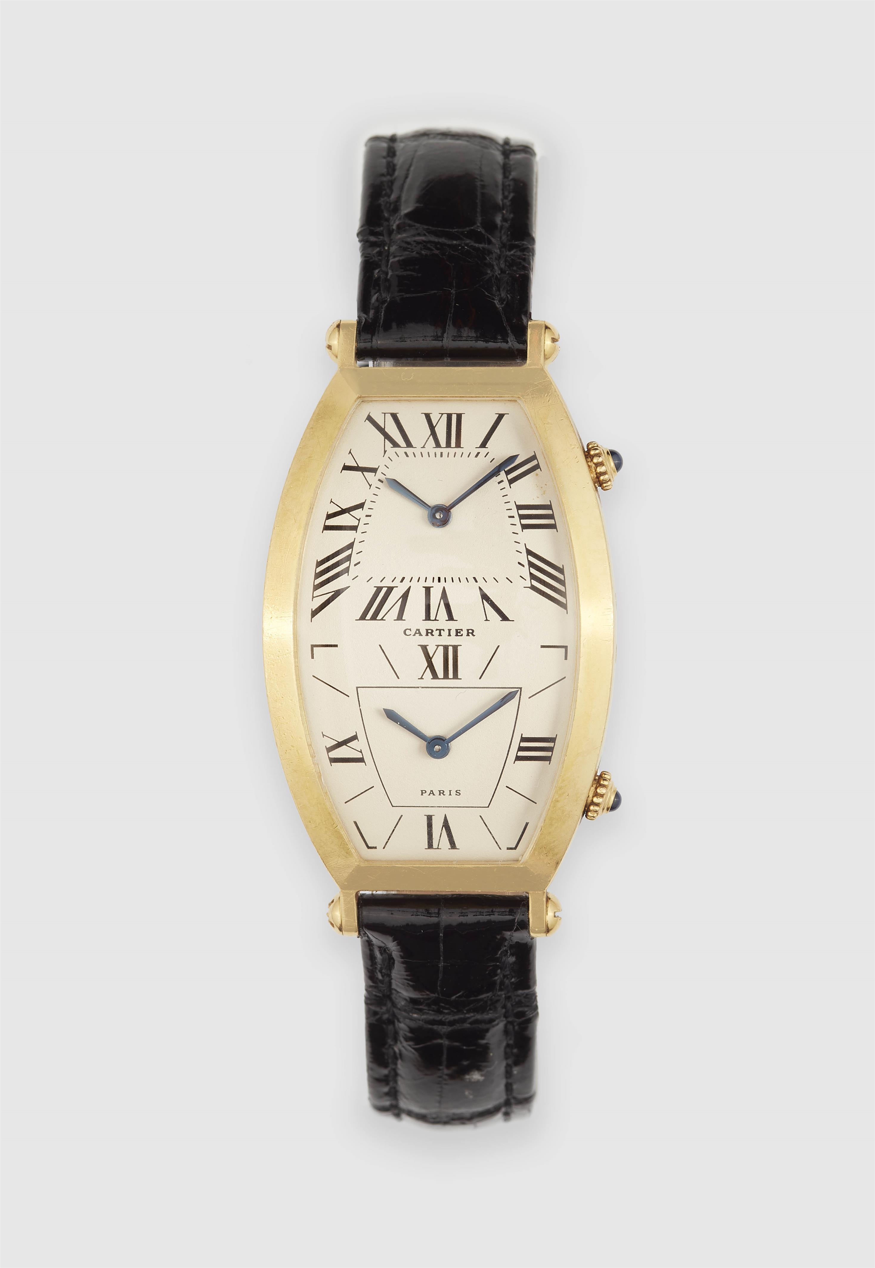 A 18k yellow gold quartz dual time Cartier gentleman´s wristwatch. - image-1