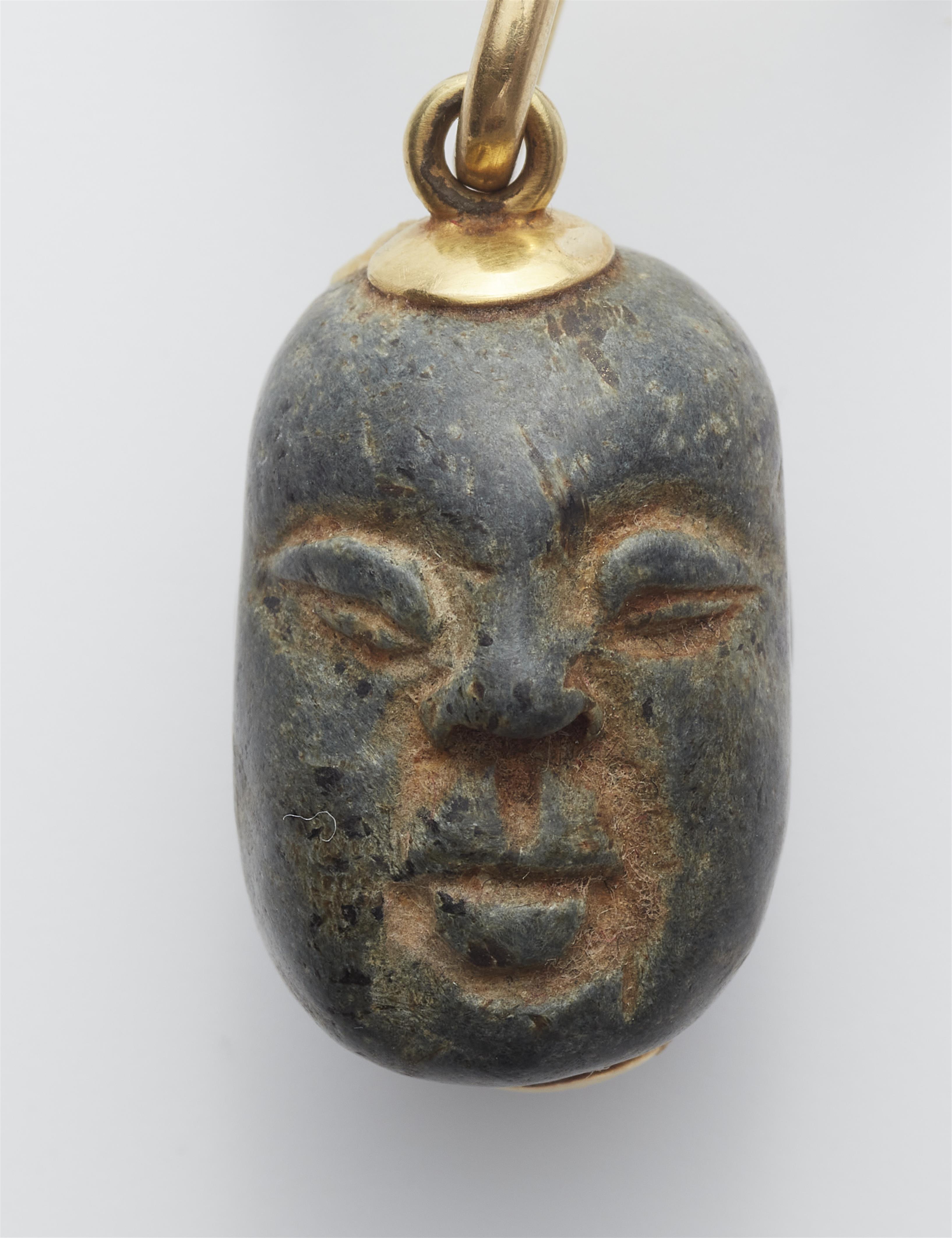 A German 18k gold necklace with an Olmec style hardstone pendant. - image-2