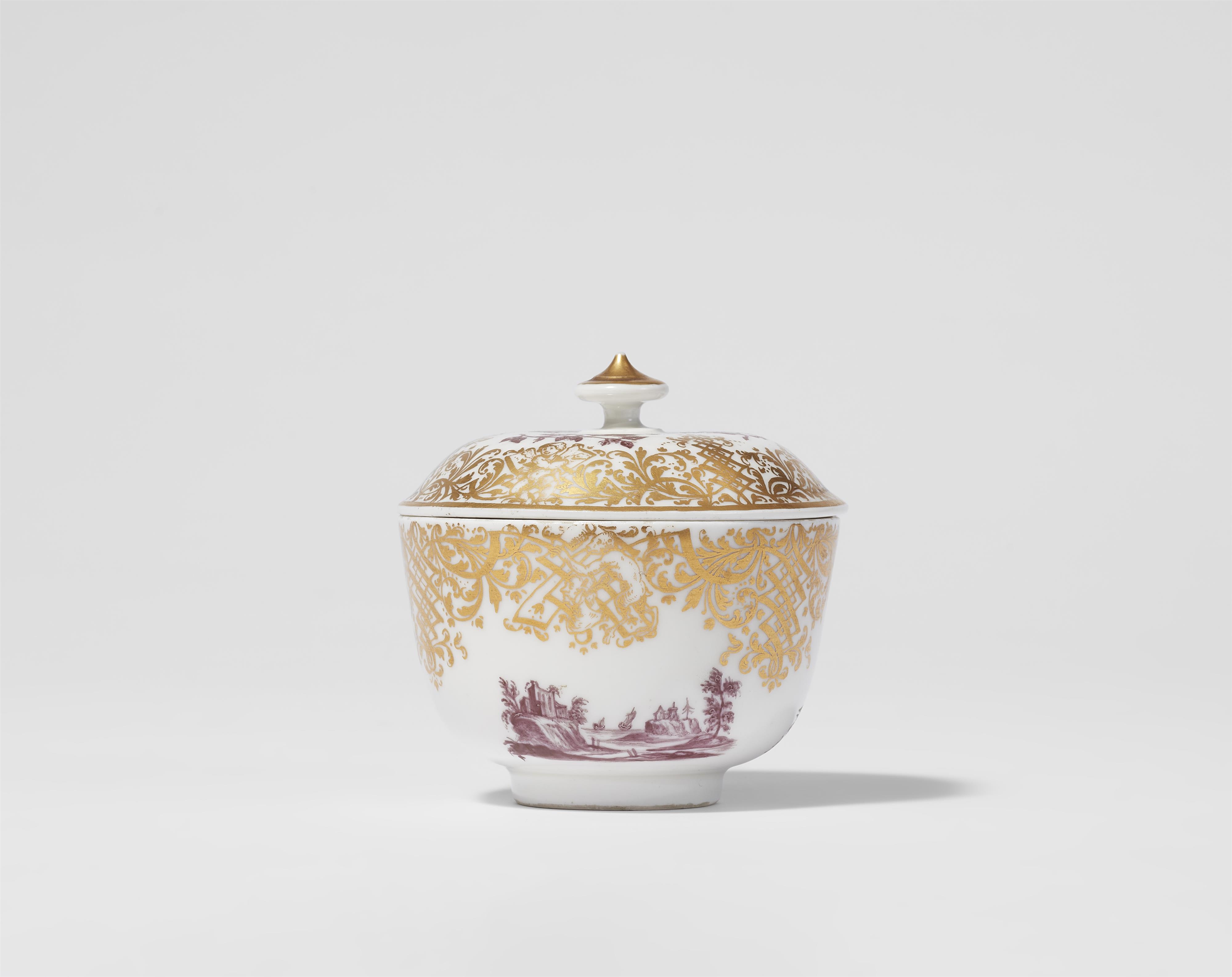 A Meissen porcelain dish and cover with landscape decor - image-2