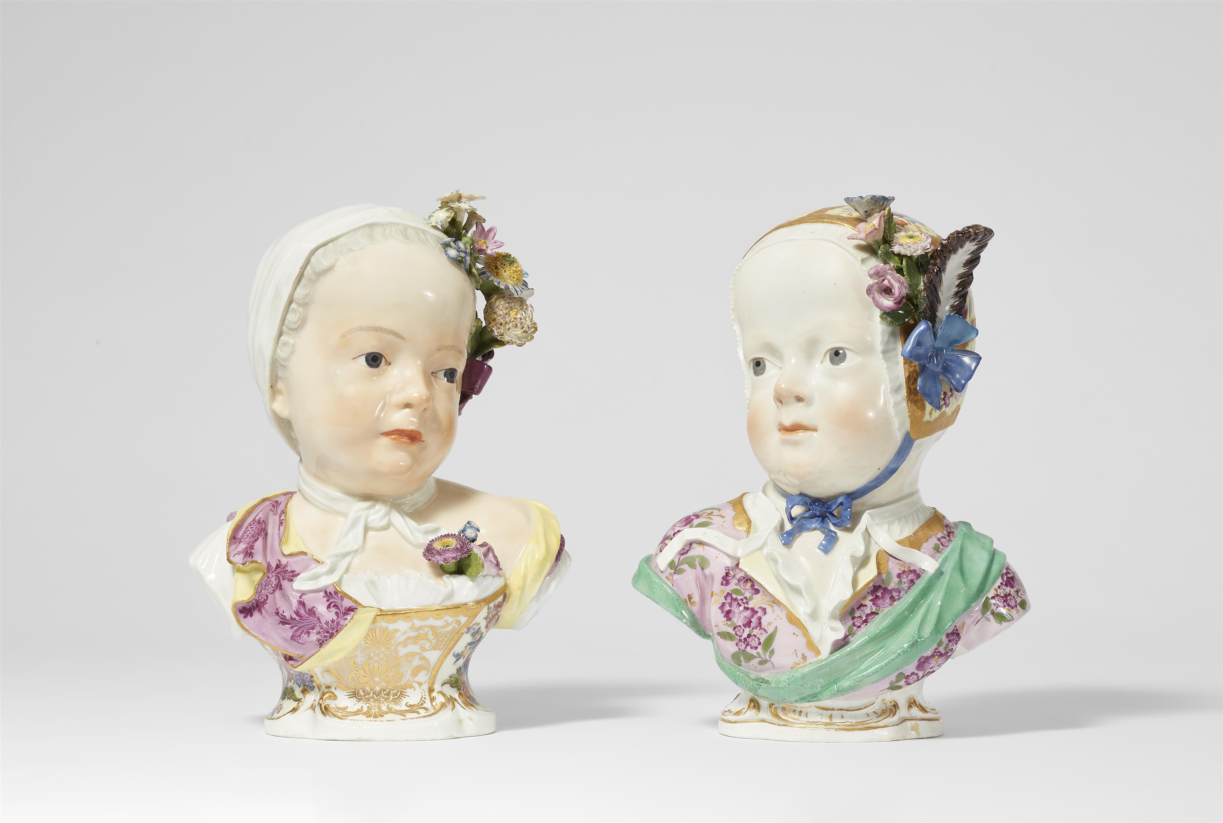 Two Meissen porcelain busts of children - image-1