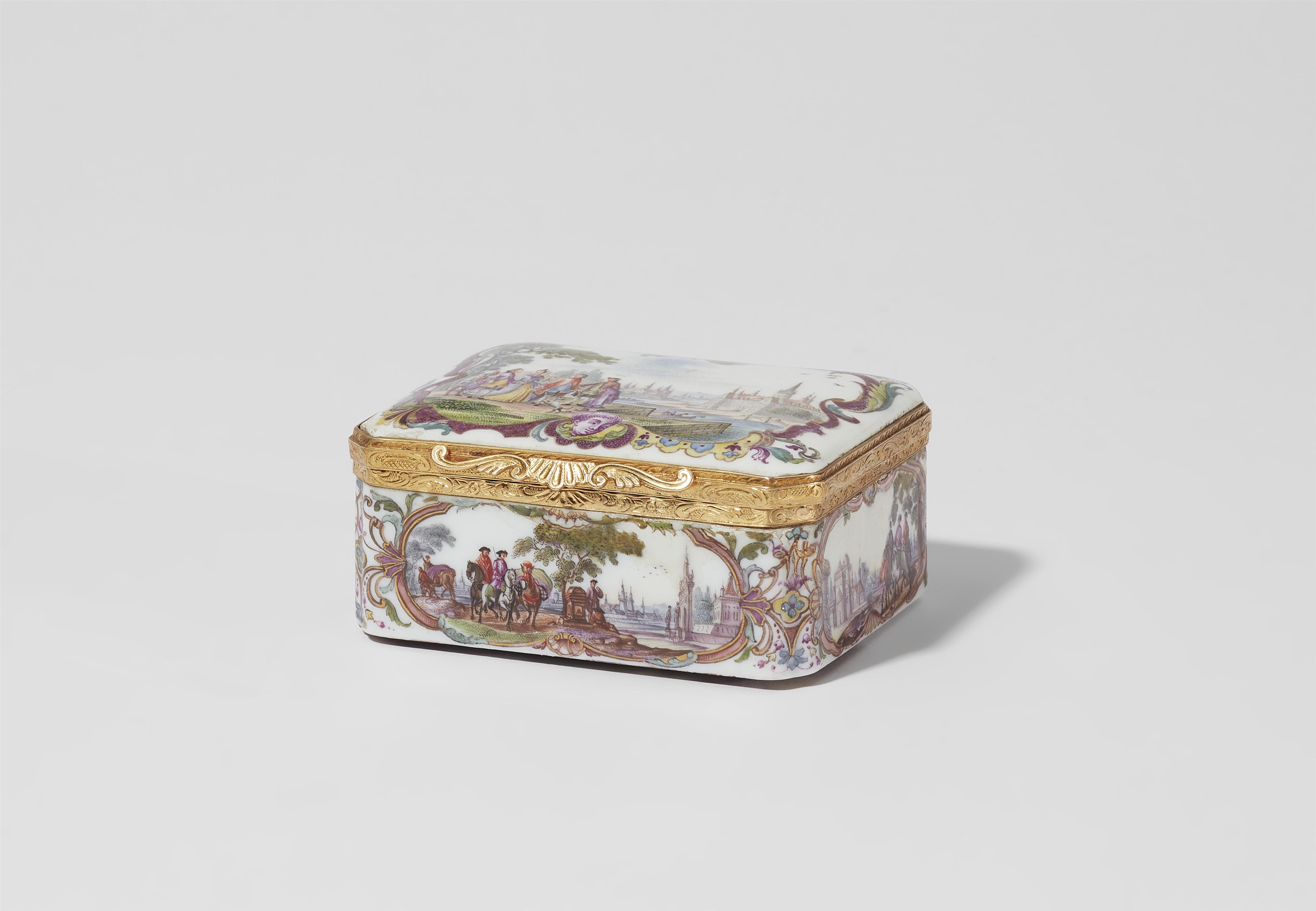 A Meissen porcelain snuff box with idealised landscapes - image-4