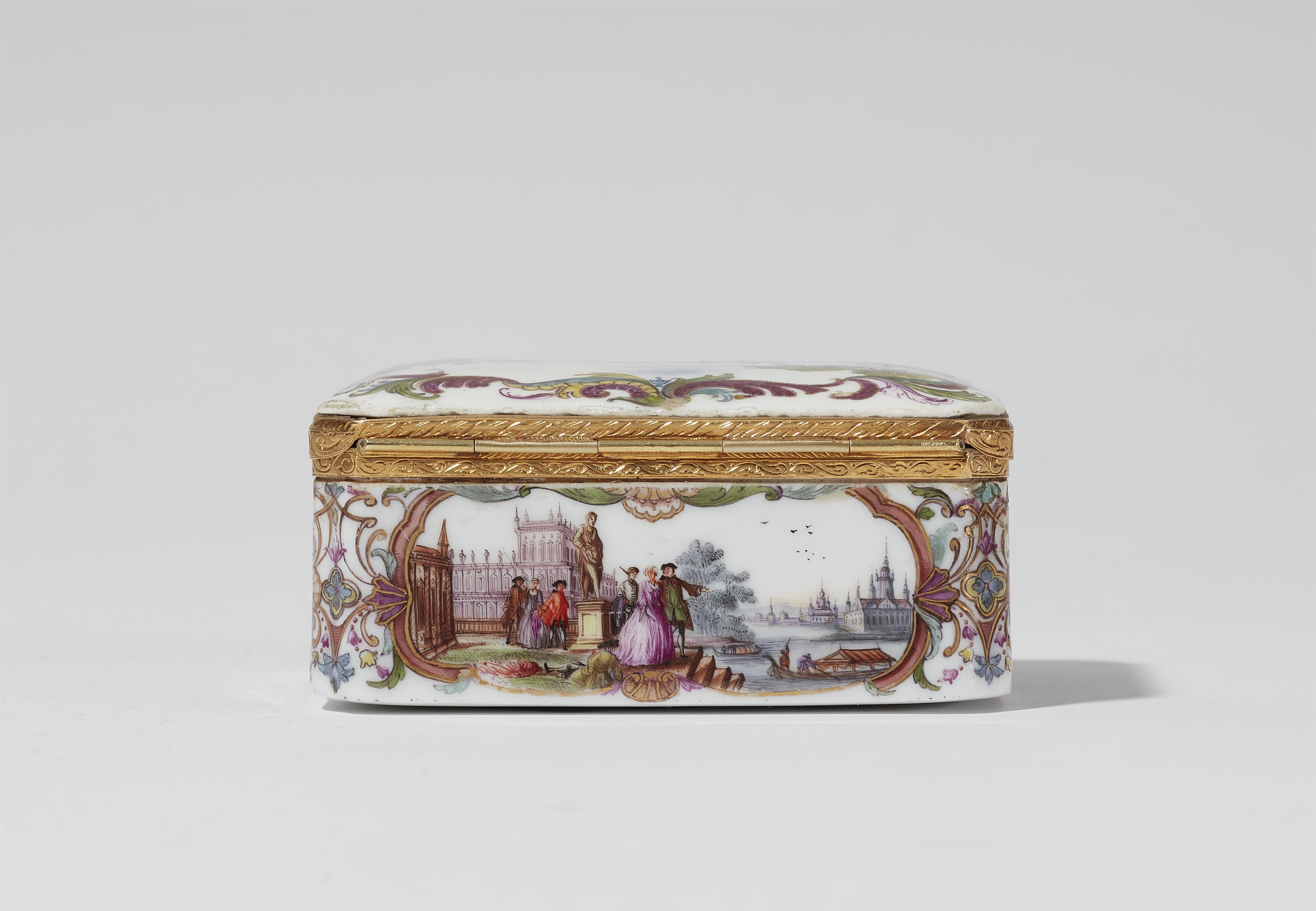 A Meissen porcelain snuff box with idealised landscapes - image-7