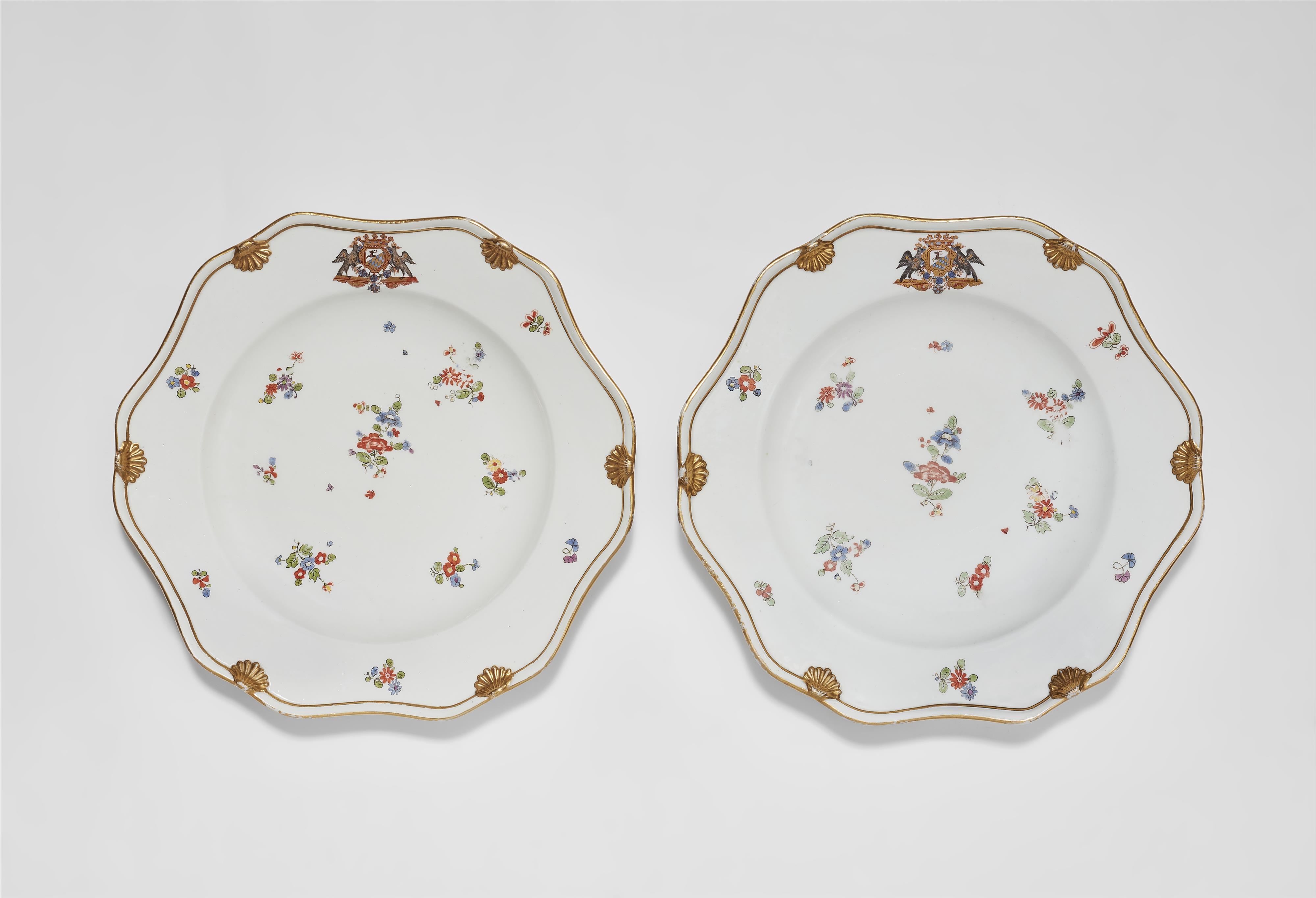 A pair of Meissen porcelain plates from the dinner service for count Heinrich von Podewils - image-1