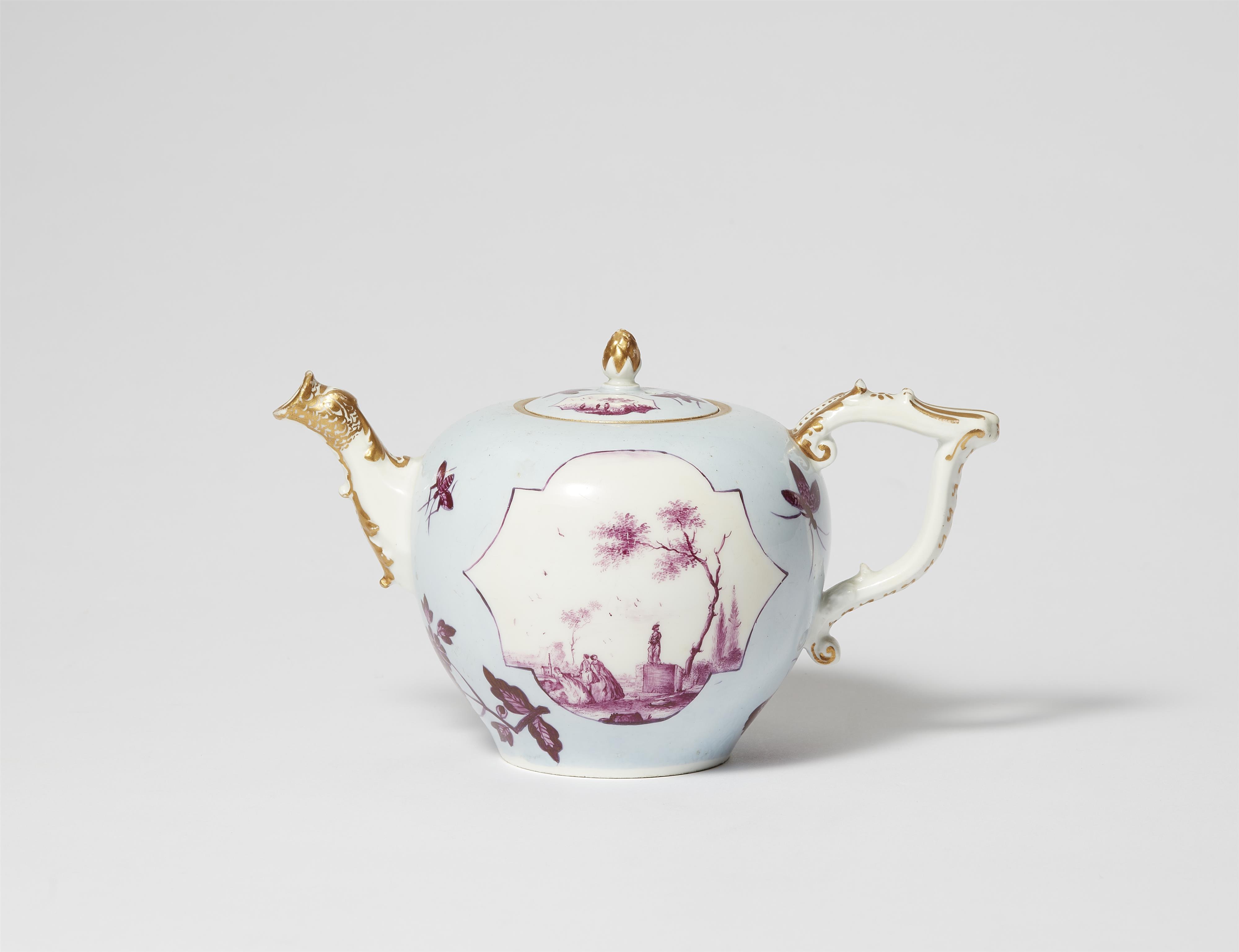 A Meissen porcelain teapot with clair de lune ground - image-1