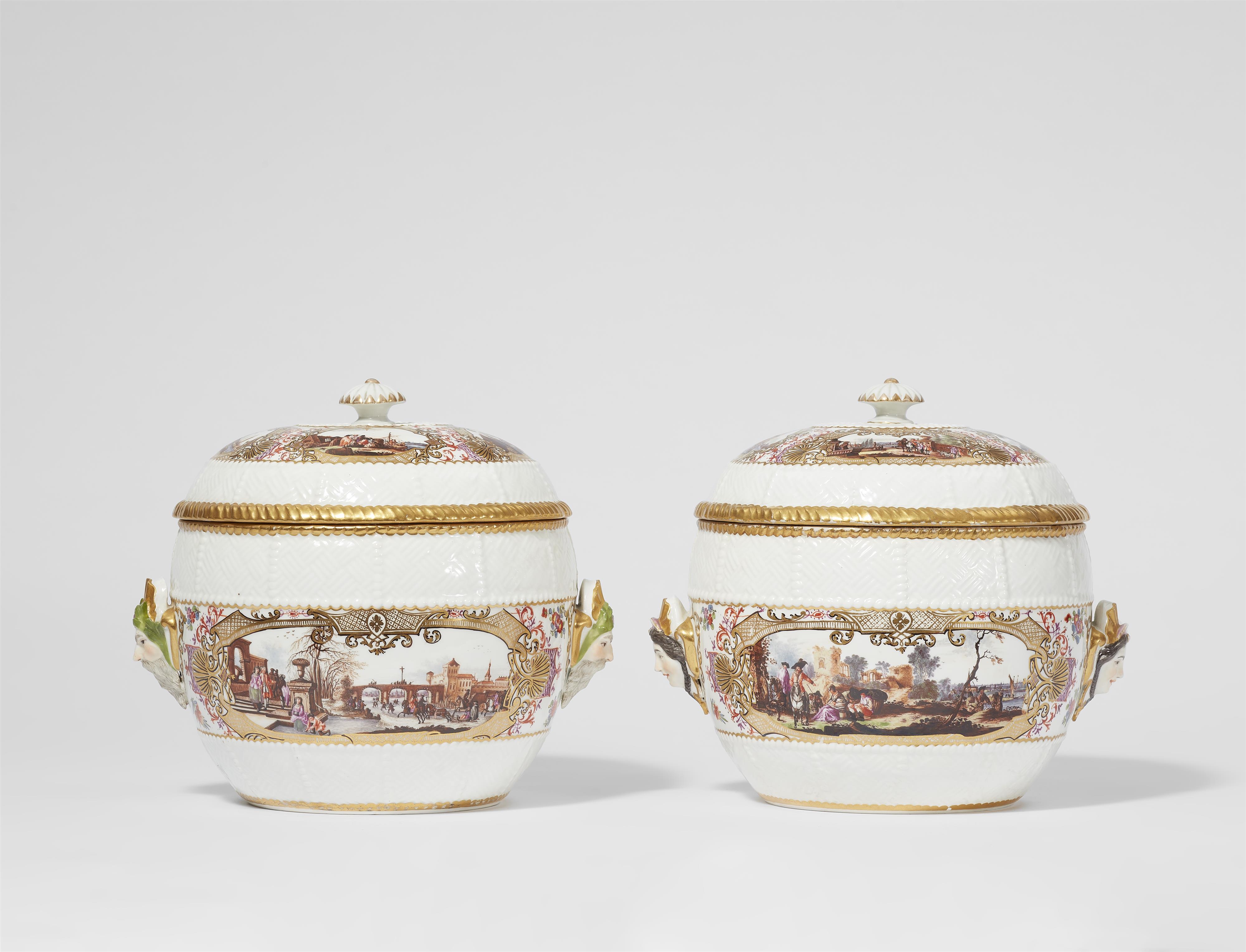 A pair of Meissen porcelain tureens with finely painted landscapes - image-2