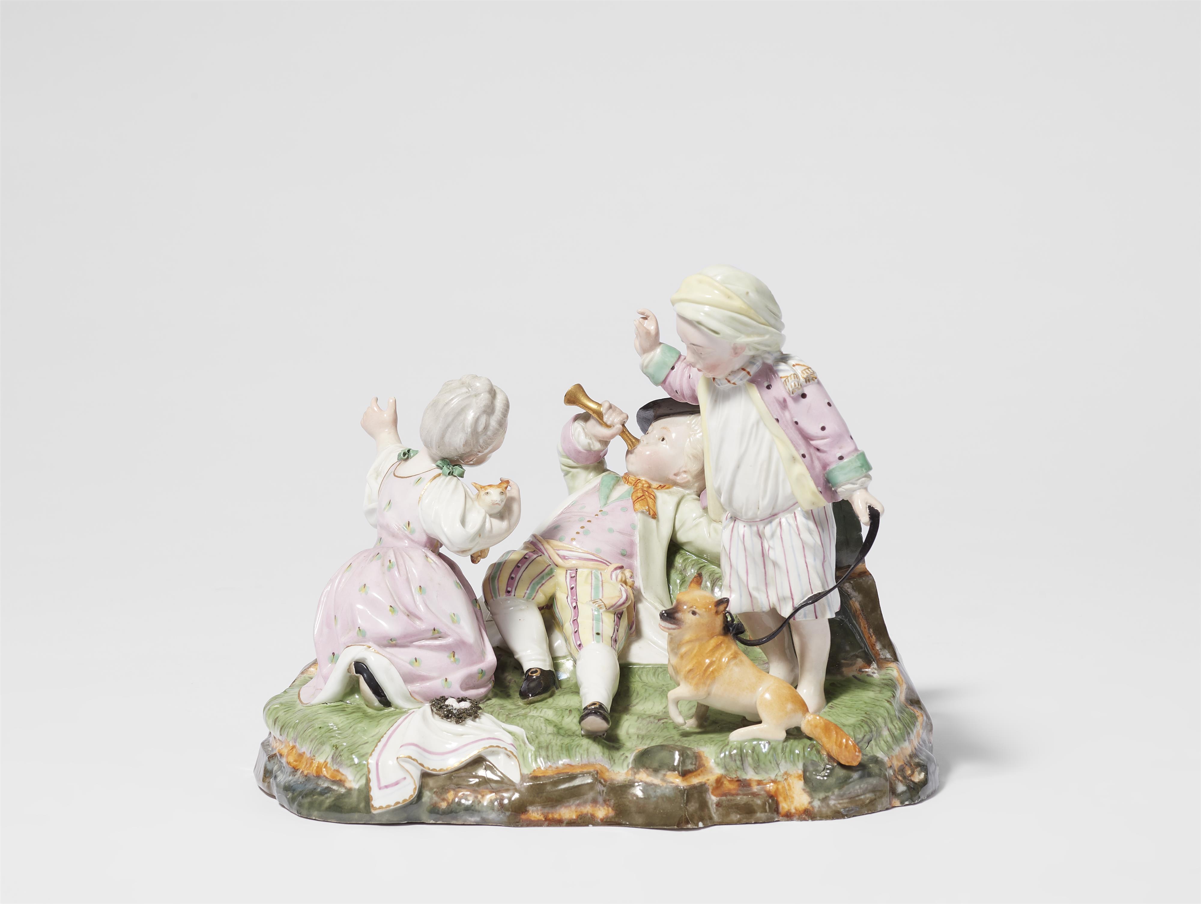 A Höchst porcelain group of a childhood idyll - image-1