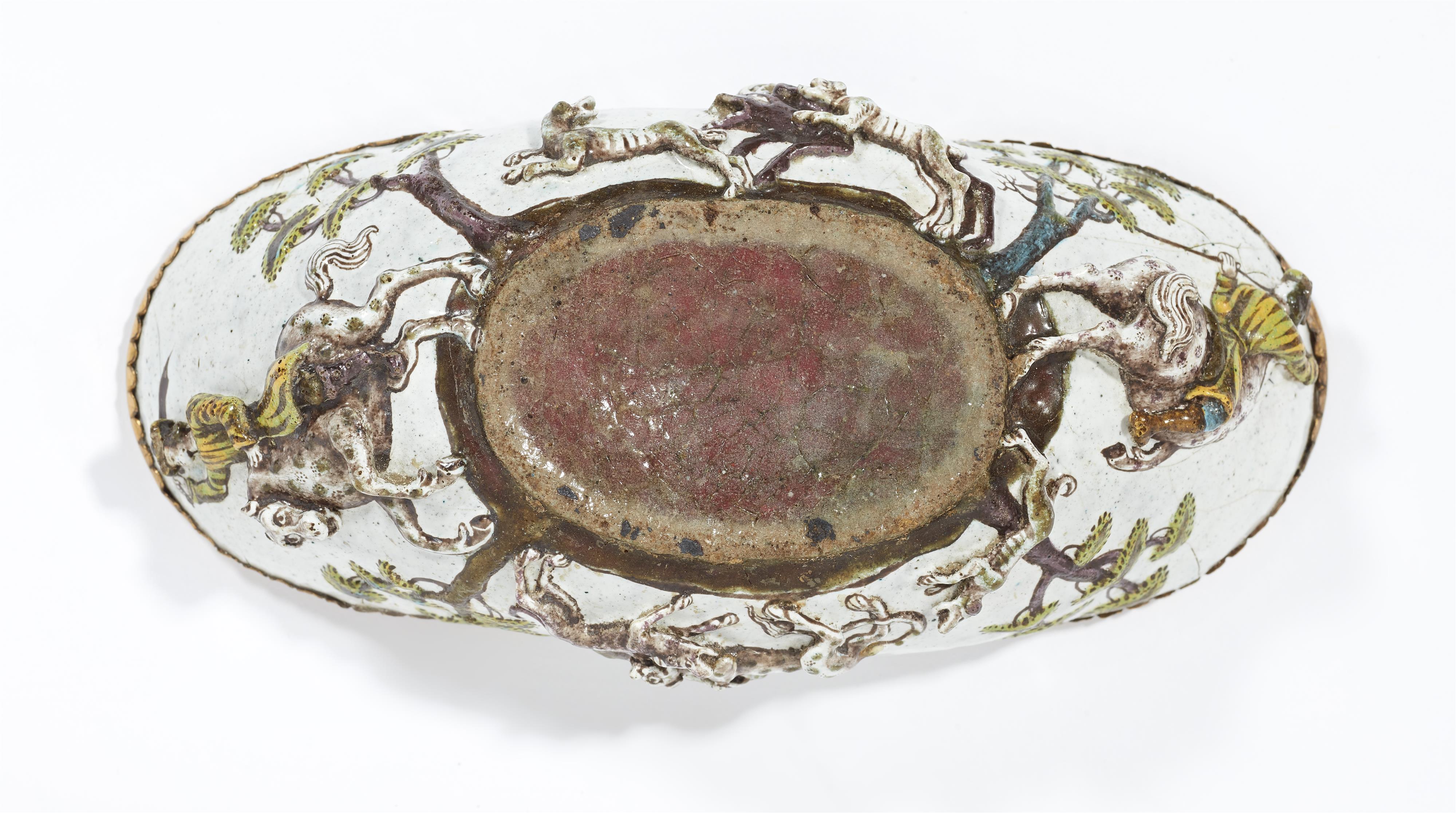 A copper brandy bowl with relief enamel - image-3