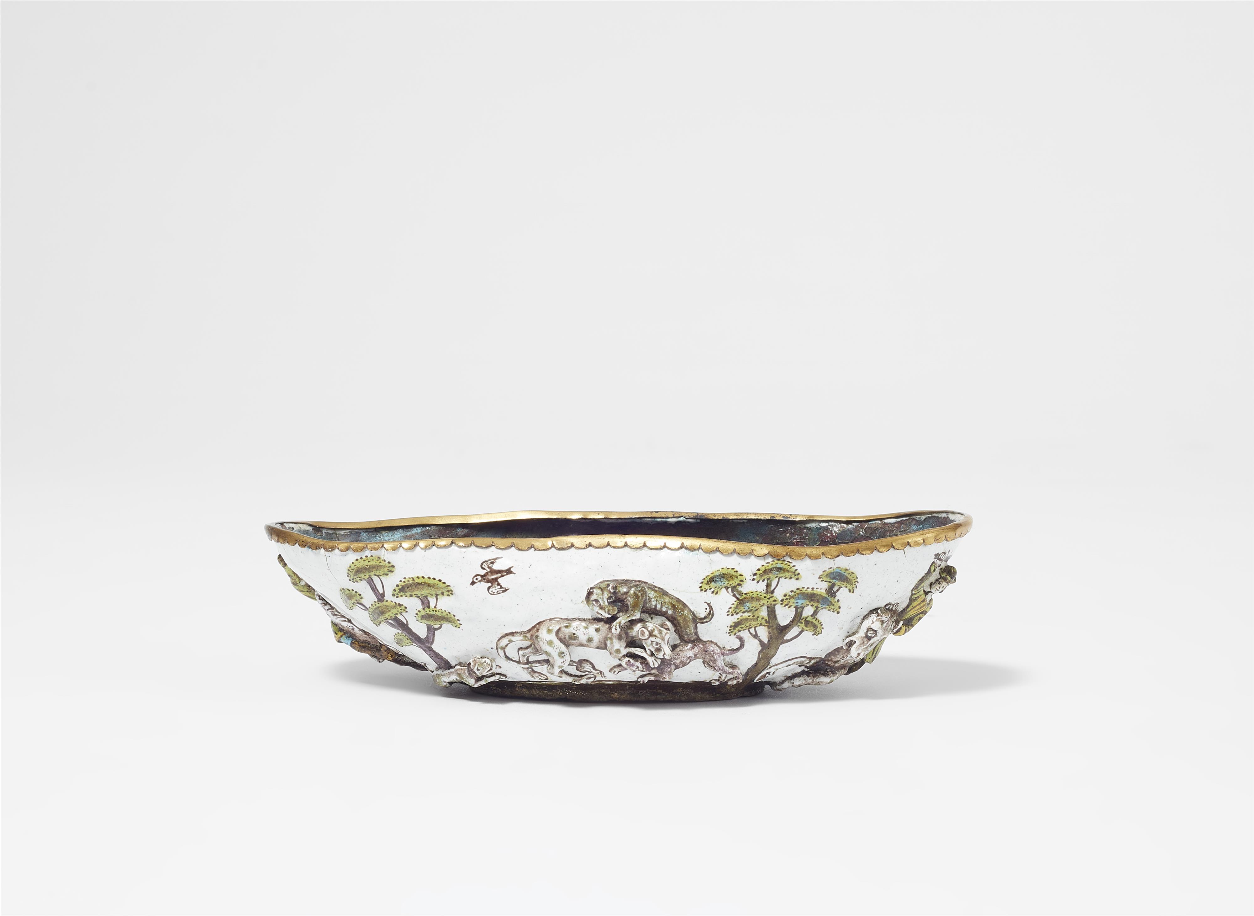 A copper brandy bowl with relief enamel - image-1