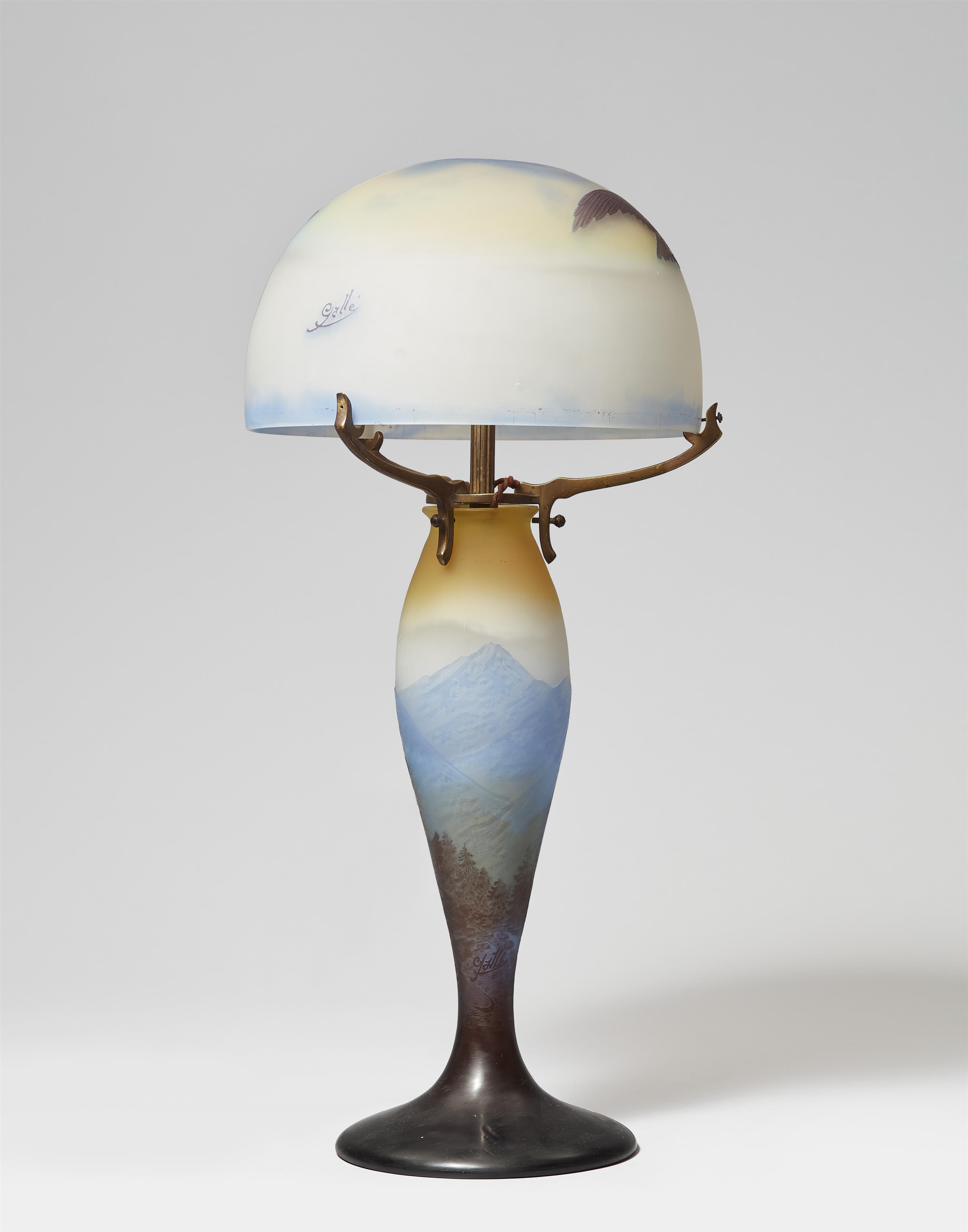 A coloured glass table lamp by the Gallé manufactory - image-2