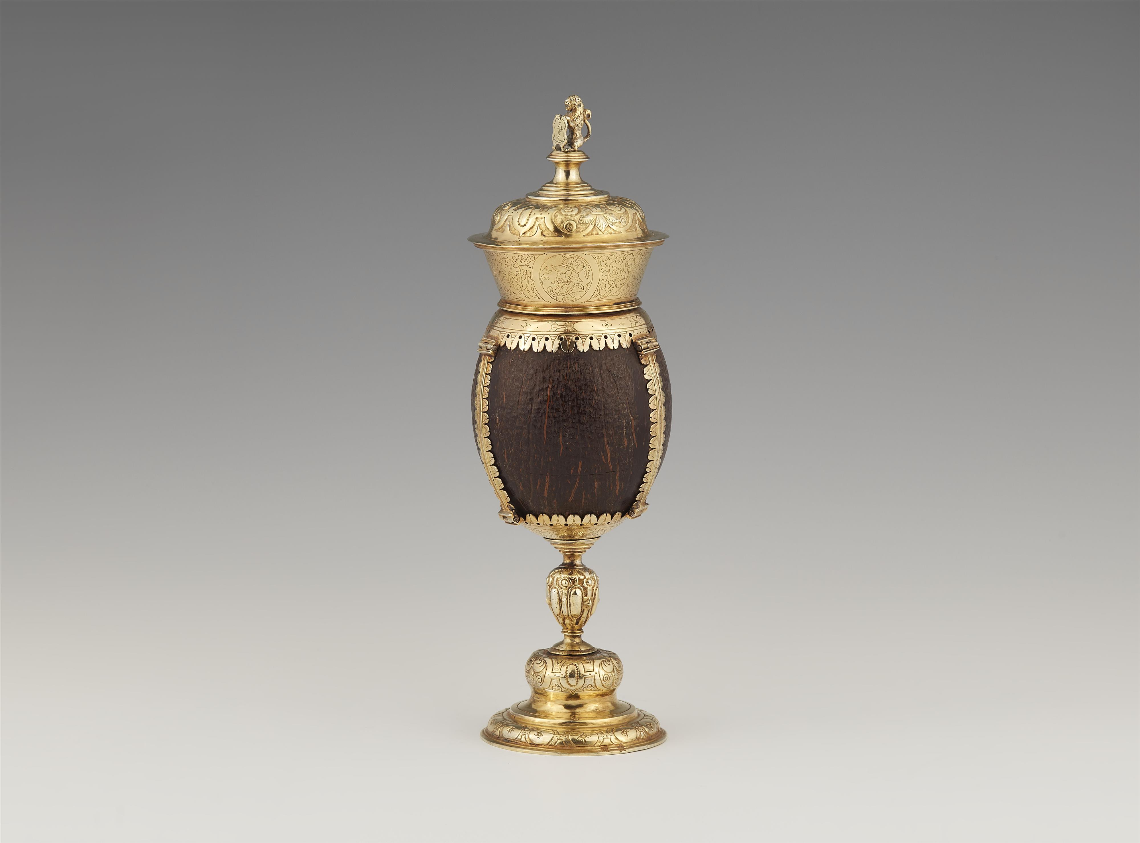 A rare Reutlingen Renaissance silver gilt coconut cup - image-1